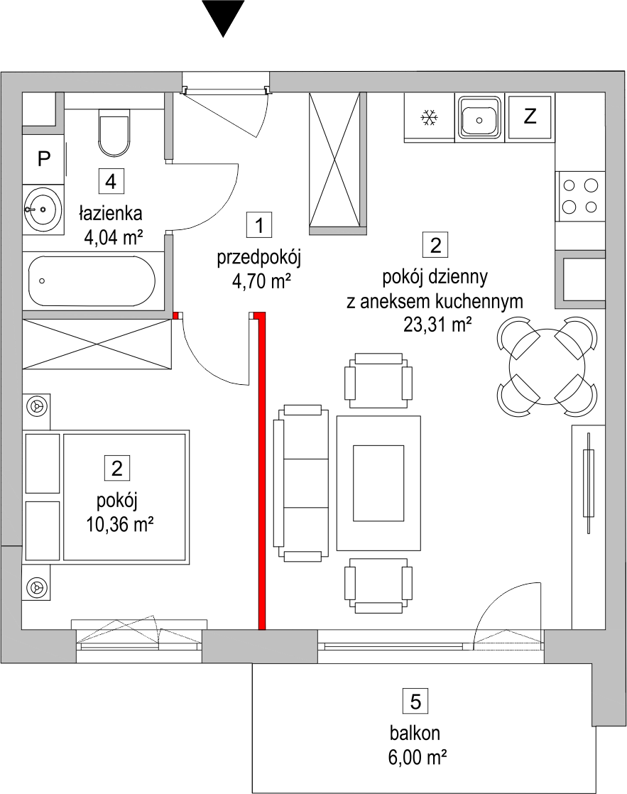 Mieszkanie 42,87 m², piętro 1, oferta nr 5.3.8, Osiedle Przyjemne - etap II, Gdańsk, Jasień, ul. Flisykowskiego-idx