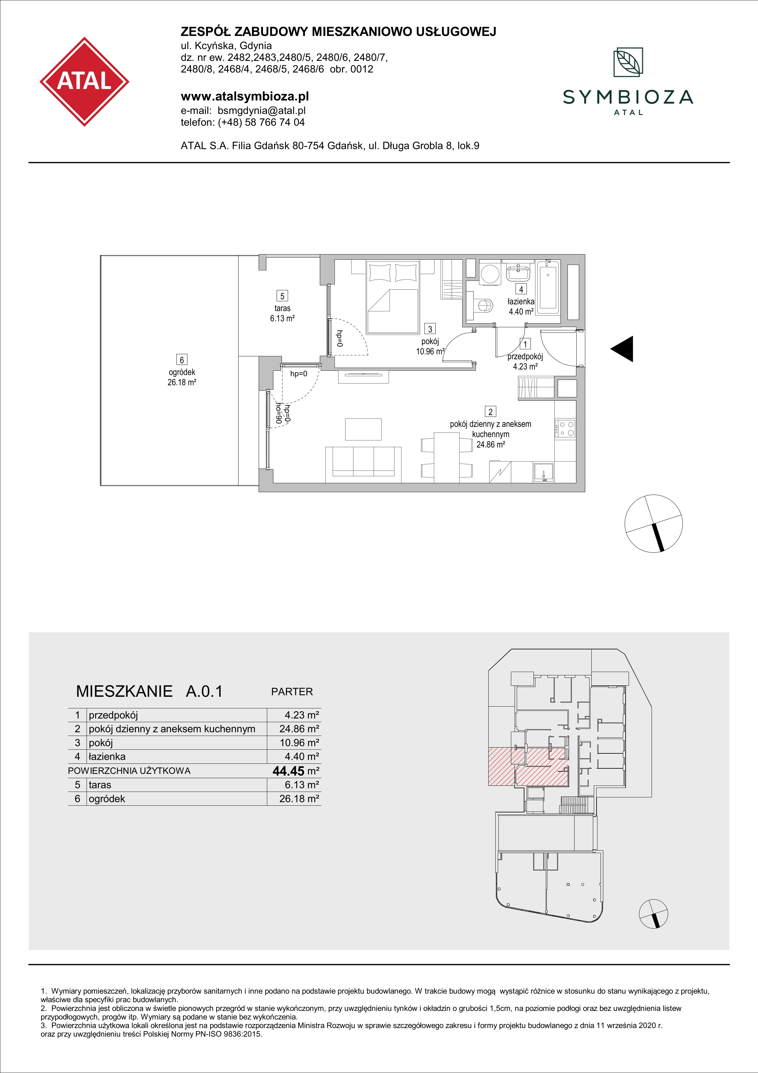 Mieszkanie 44,45 m², parter, oferta nr A.0.1, ATAL Symbioza, Gdynia, Cisowa, ul. Kcyńska-idx