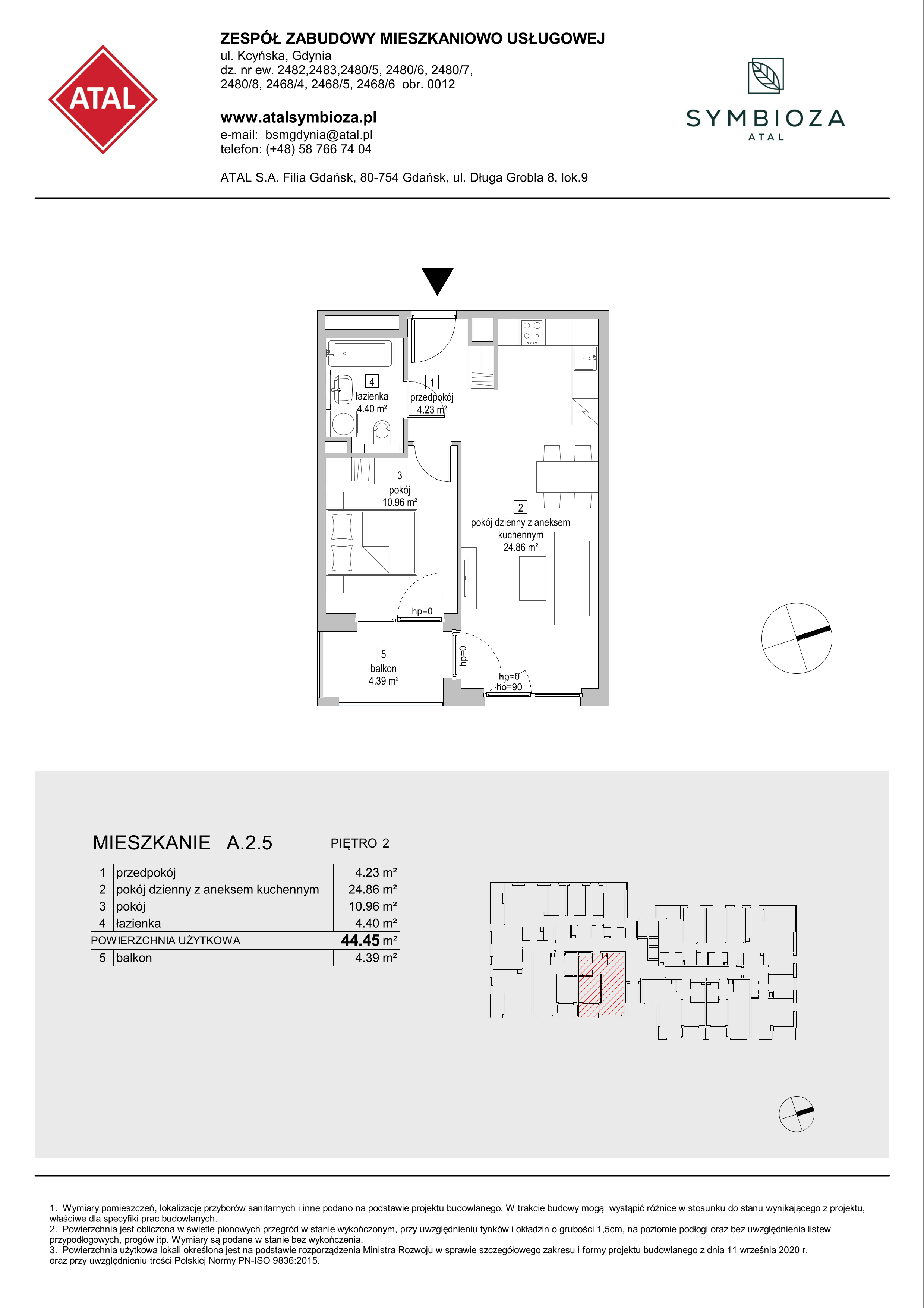 Mieszkanie 44,45 m², piętro 2, oferta nr A.2.5, ATAL Symbioza, Gdynia, Cisowa, ul. Kcyńska-idx