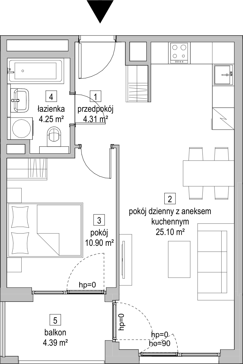 Mieszkanie 44,45 m², piętro 2, oferta nr A.2.5, ATAL Symbioza, Gdynia, Cisowa, ul. Kcyńska-idx