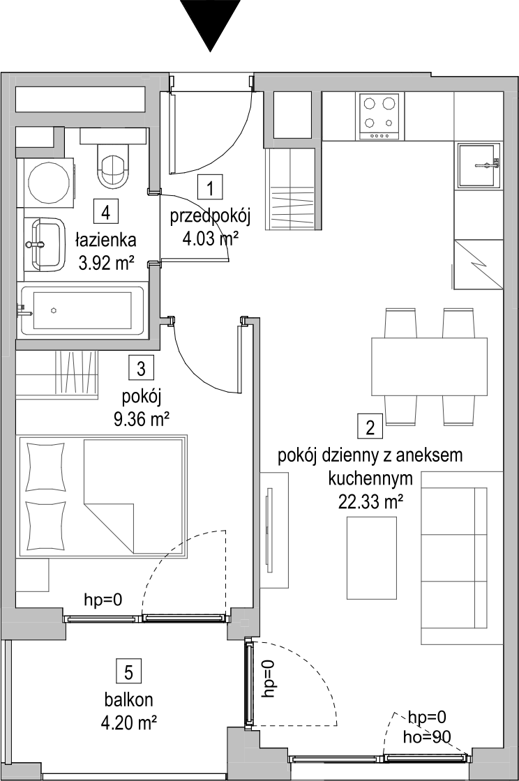 Mieszkanie 39,57 m², piętro 3, oferta nr A.3.4, ATAL Symbioza, Gdynia, Cisowa, ul. Kcyńska-idx