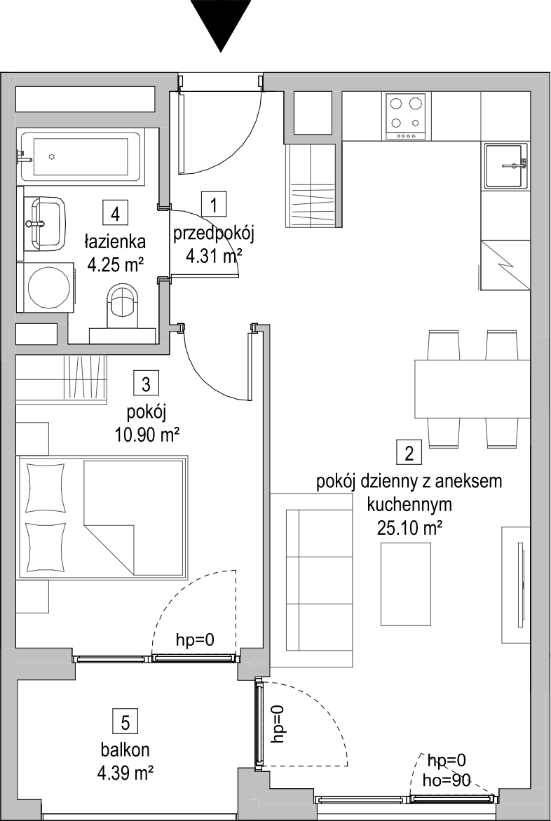 Mieszkanie 44,45 m², piętro 3, oferta nr A.3.6, ATAL Symbioza, Gdynia, Cisowa, ul. Kcyńska-idx