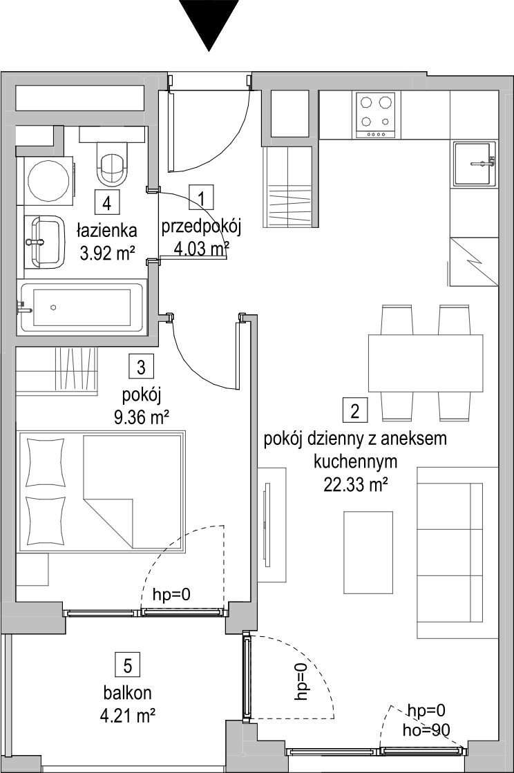 Mieszkanie 39,58 m², piętro 5, oferta nr A.5.4, ATAL Symbioza, Gdynia, Cisowa, ul. Kcyńska-idx