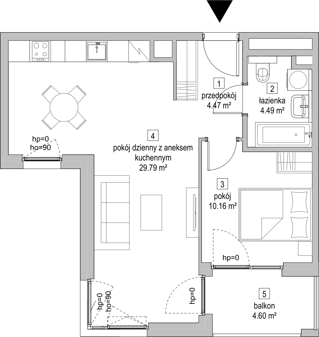 Mieszkanie 48,77 m², piętro 5, oferta nr A.5.5, ATAL Symbioza, Gdynia, Cisowa, ul. Kcyńska-idx