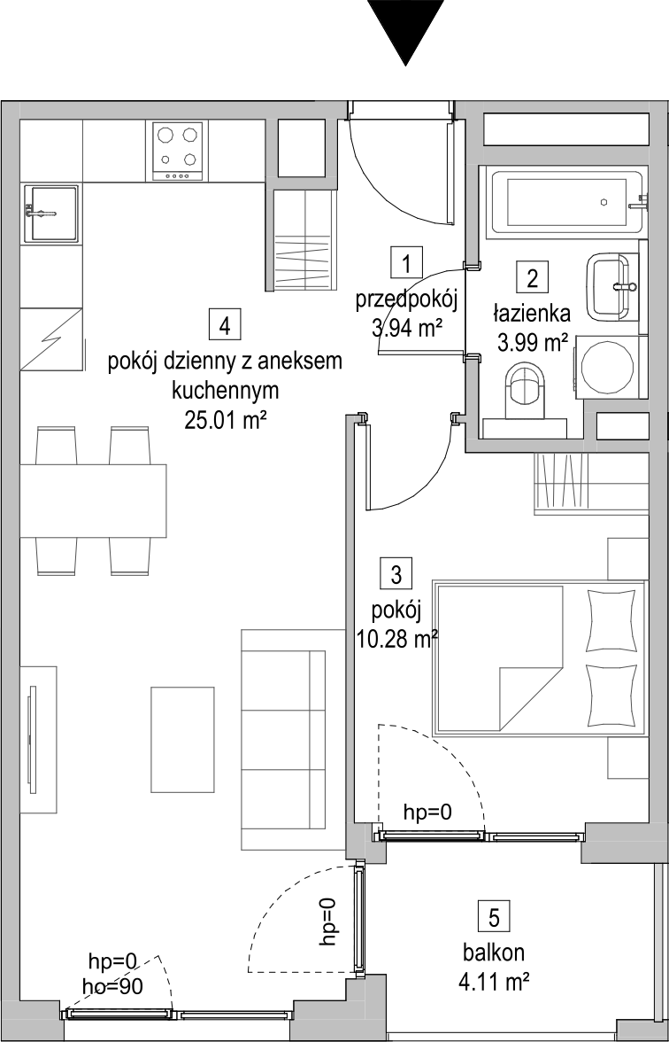 Mieszkanie 43,10 m², piętro 5, oferta nr A.5.7, ATAL Symbioza, Gdynia, Cisowa, ul. Kcyńska-idx