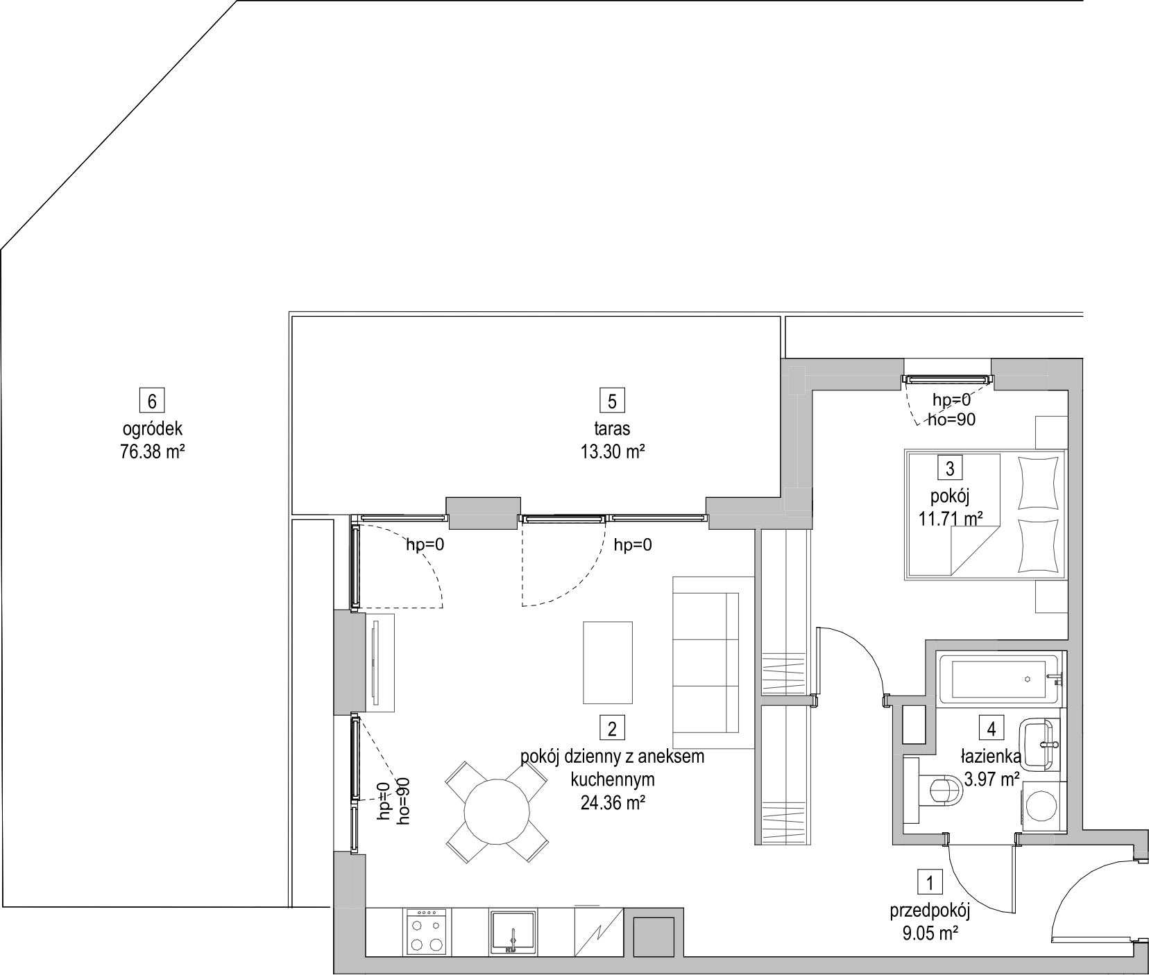 Mieszkanie 49,00 m², parter, oferta nr B2.0.6, ATAL Symbioza, Gdynia, Cisowa, ul. Kcyńska-idx