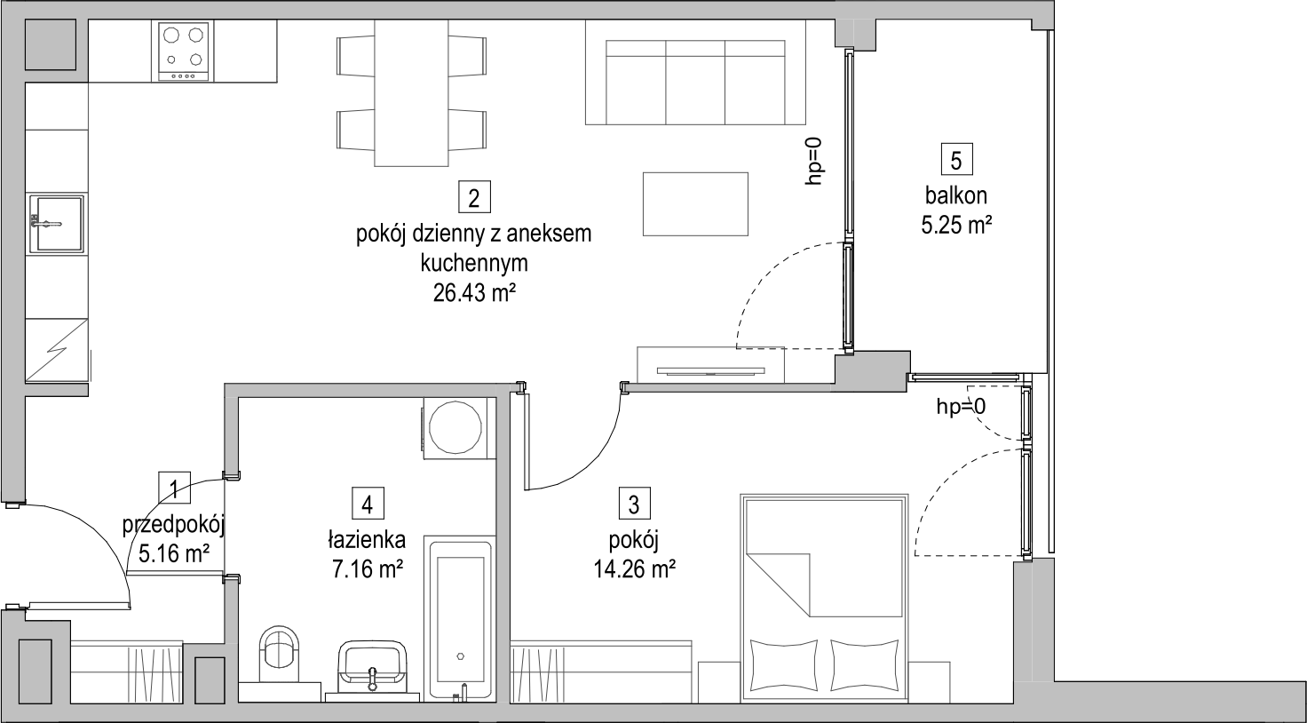 Mieszkanie 52,98 m², piętro 1, oferta nr B2.1.2, ATAL Symbioza, Gdynia, Cisowa, ul. Kcyńska-idx