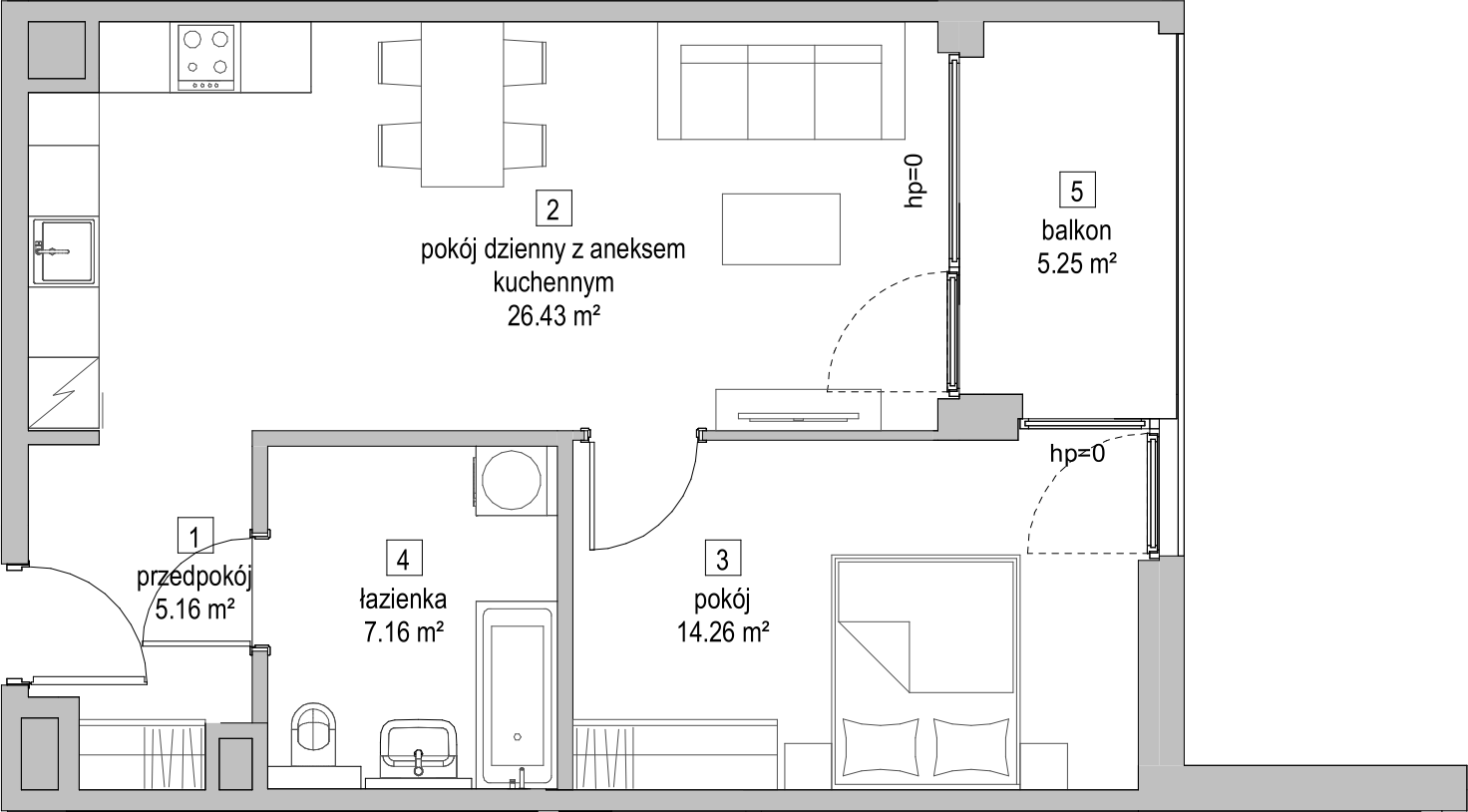 Mieszkanie 52,97 m², piętro 2, oferta nr B2.2.2, ATAL Symbioza, Gdynia, Cisowa, ul. Kcyńska-idx