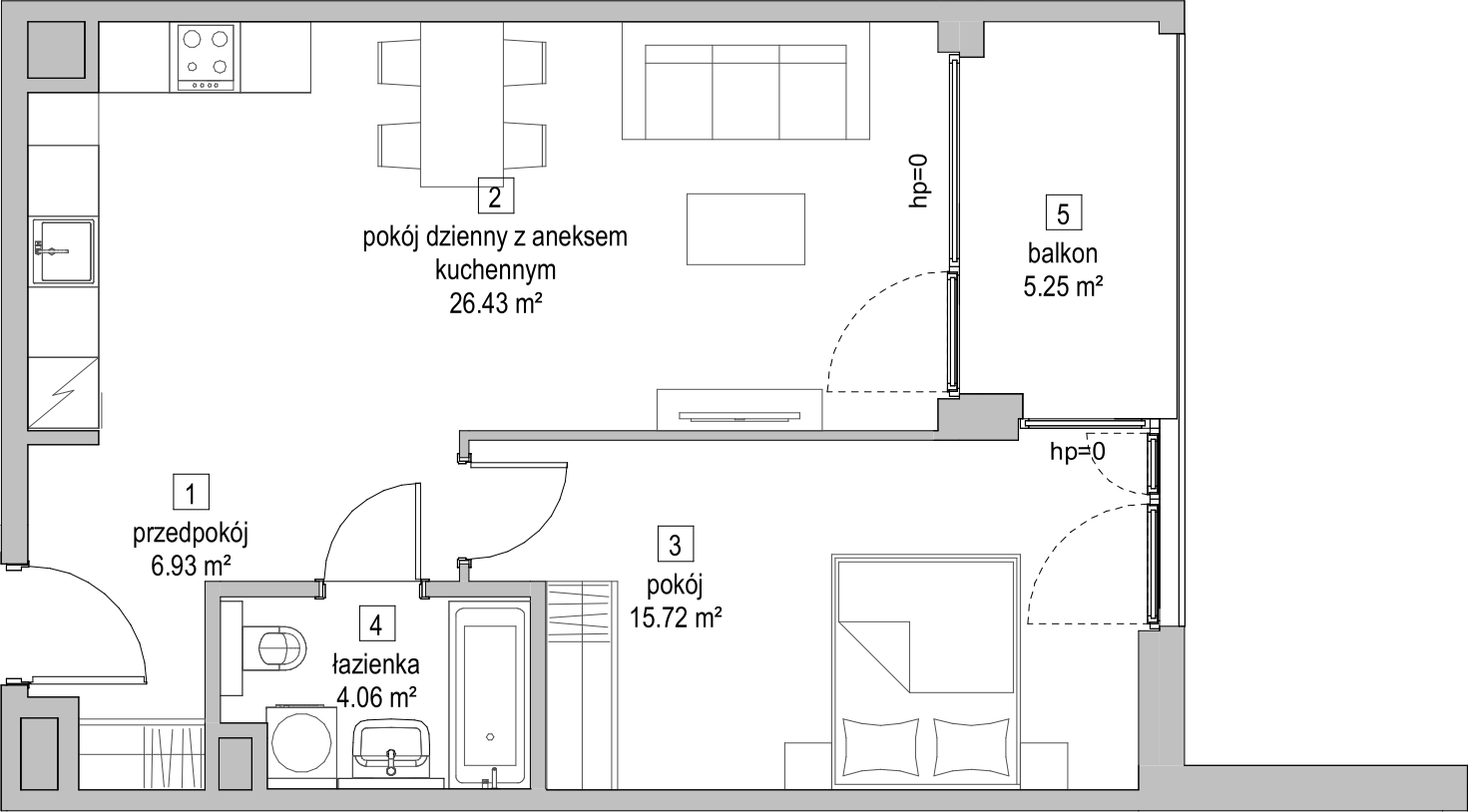 Mieszkanie 52,95 m², piętro 3, oferta nr B2.3.2, ATAL Symbioza, Gdynia, Cisowa, ul. Kcyńska-idx