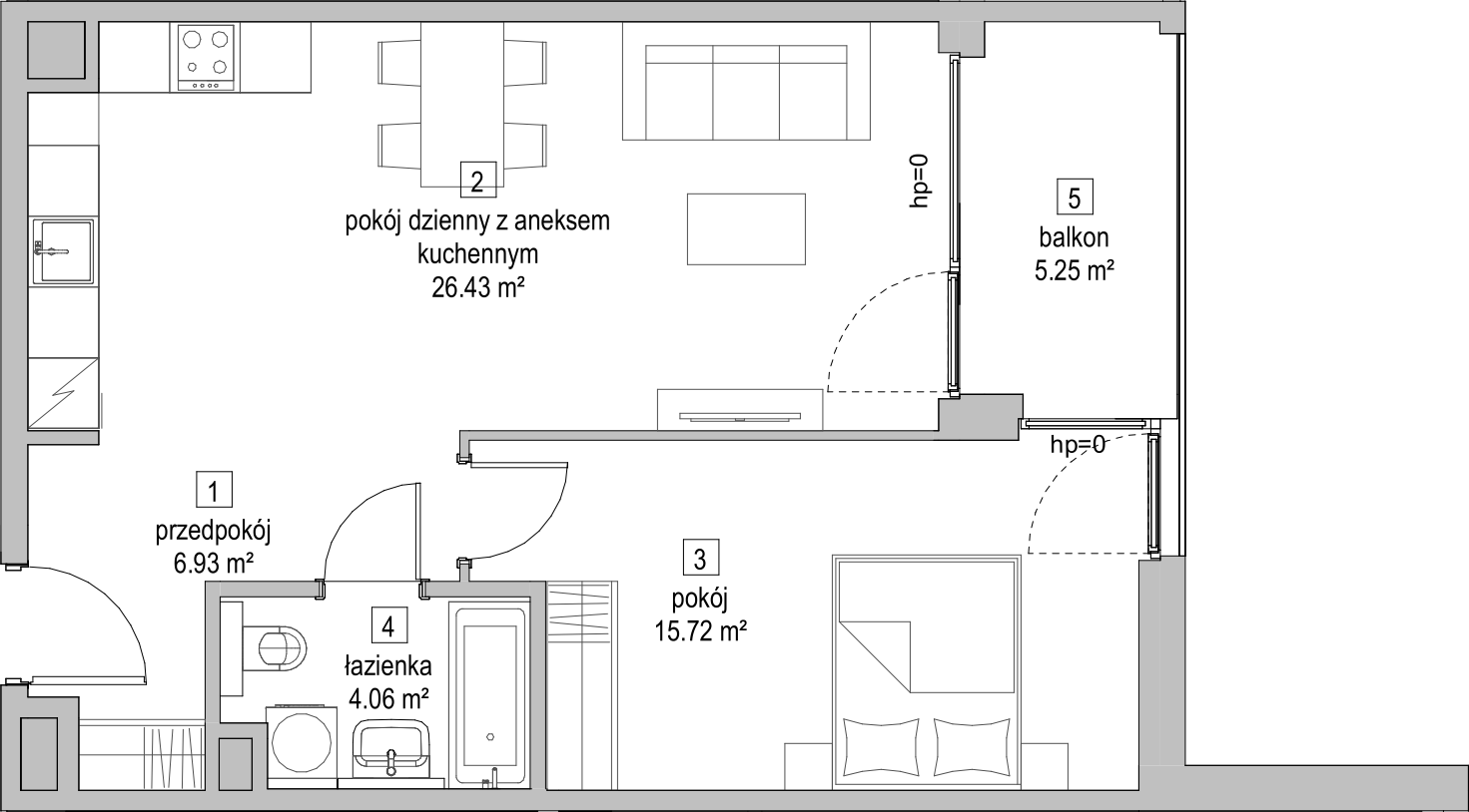 Mieszkanie 53,05 m², piętro 4, oferta nr B2.4.2, ATAL Symbioza, Gdynia, Cisowa, ul. Kcyńska-idx