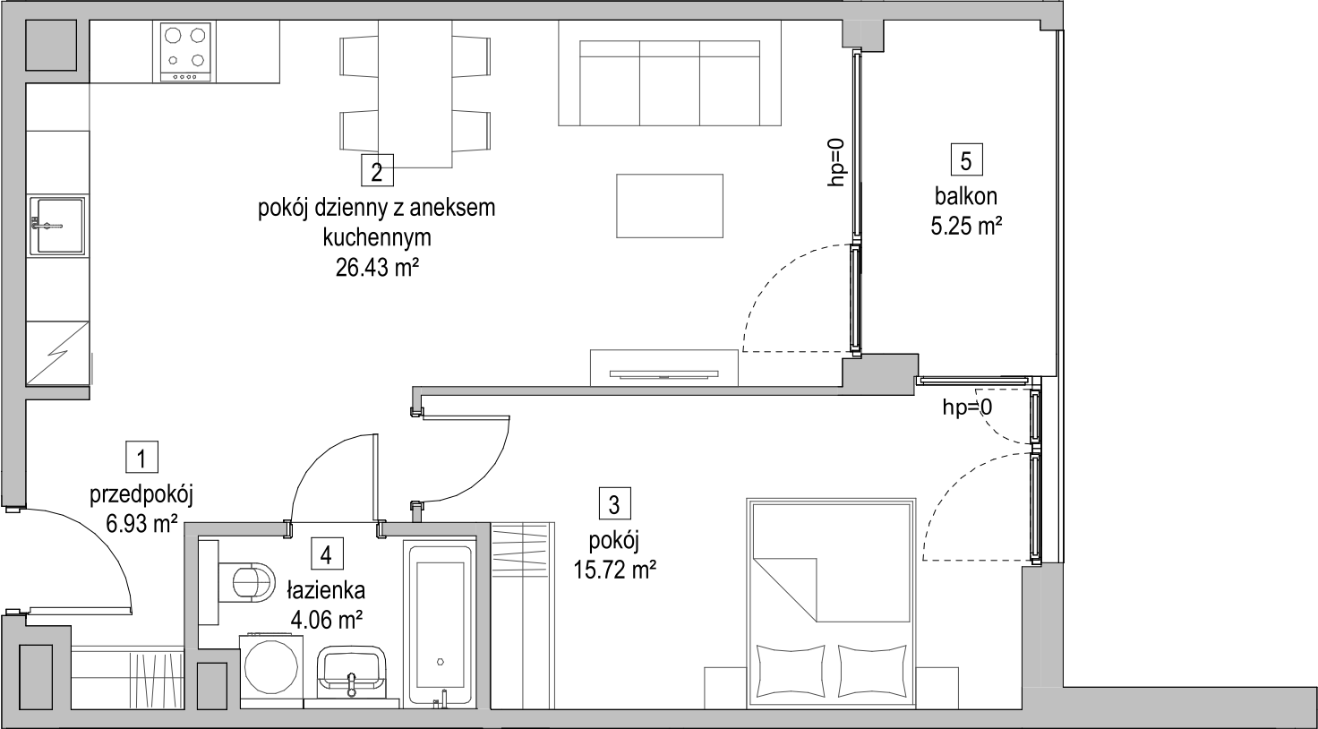 Mieszkanie 53,06 m², piętro 5, oferta nr B2.5.2, ATAL Symbioza, Gdynia, Cisowa, ul. Kcyńska-idx