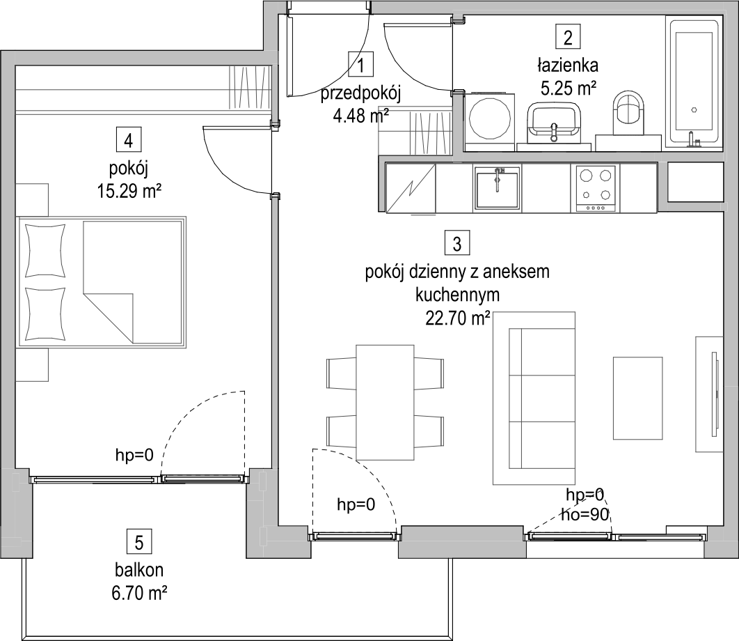 Mieszkanie 47,58 m², piętro 2, oferta nr C1.2.2, ATAL Symbioza, Gdynia, Cisowa, ul. Kcyńska-idx