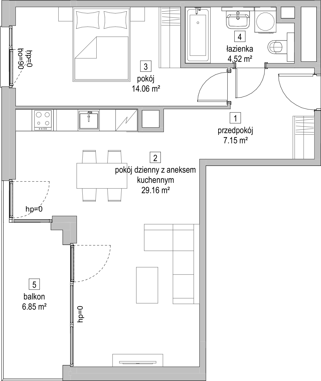 Mieszkanie 54,56 m², piętro 2, oferta nr C1.2.3, ATAL Symbioza, Gdynia, Cisowa, ul. Kcyńska-idx