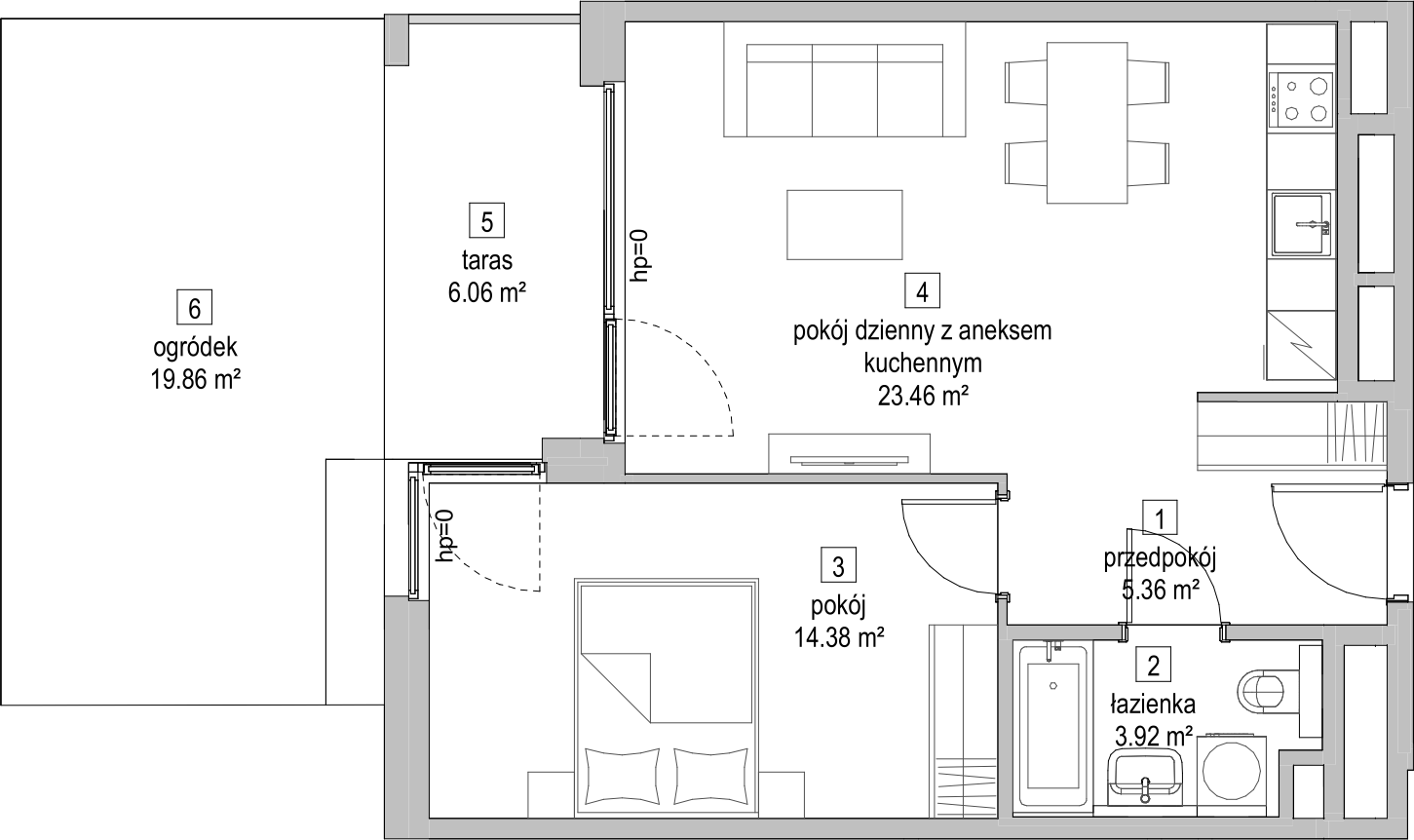 Mieszkanie 46,97 m², parter, oferta nr C2.0.2, ATAL Symbioza, Gdynia, Cisowa, ul. Kcyńska-idx