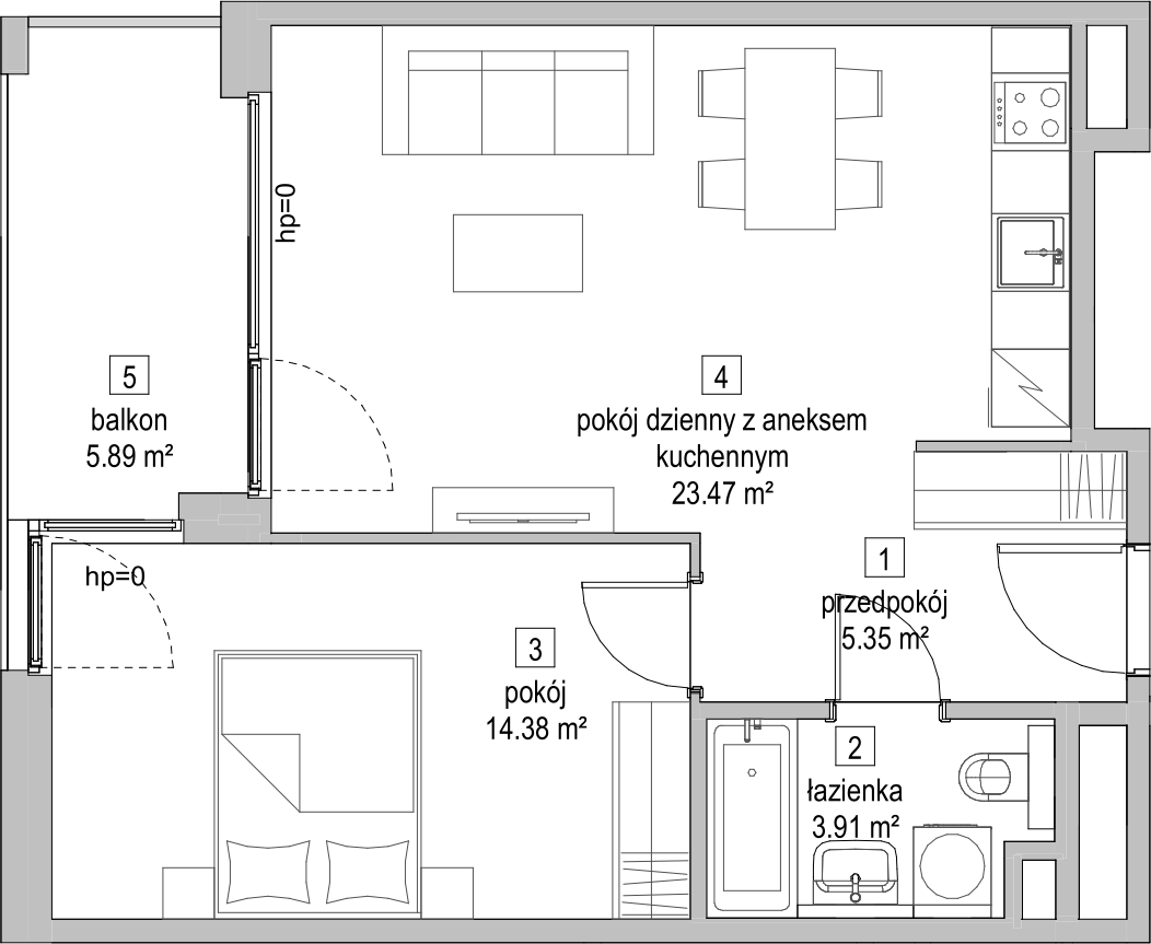 Mieszkanie 46,97 m², piętro 1, oferta nr C2.1.2, ATAL Symbioza, Gdynia, Cisowa, ul. Kcyńska-idx