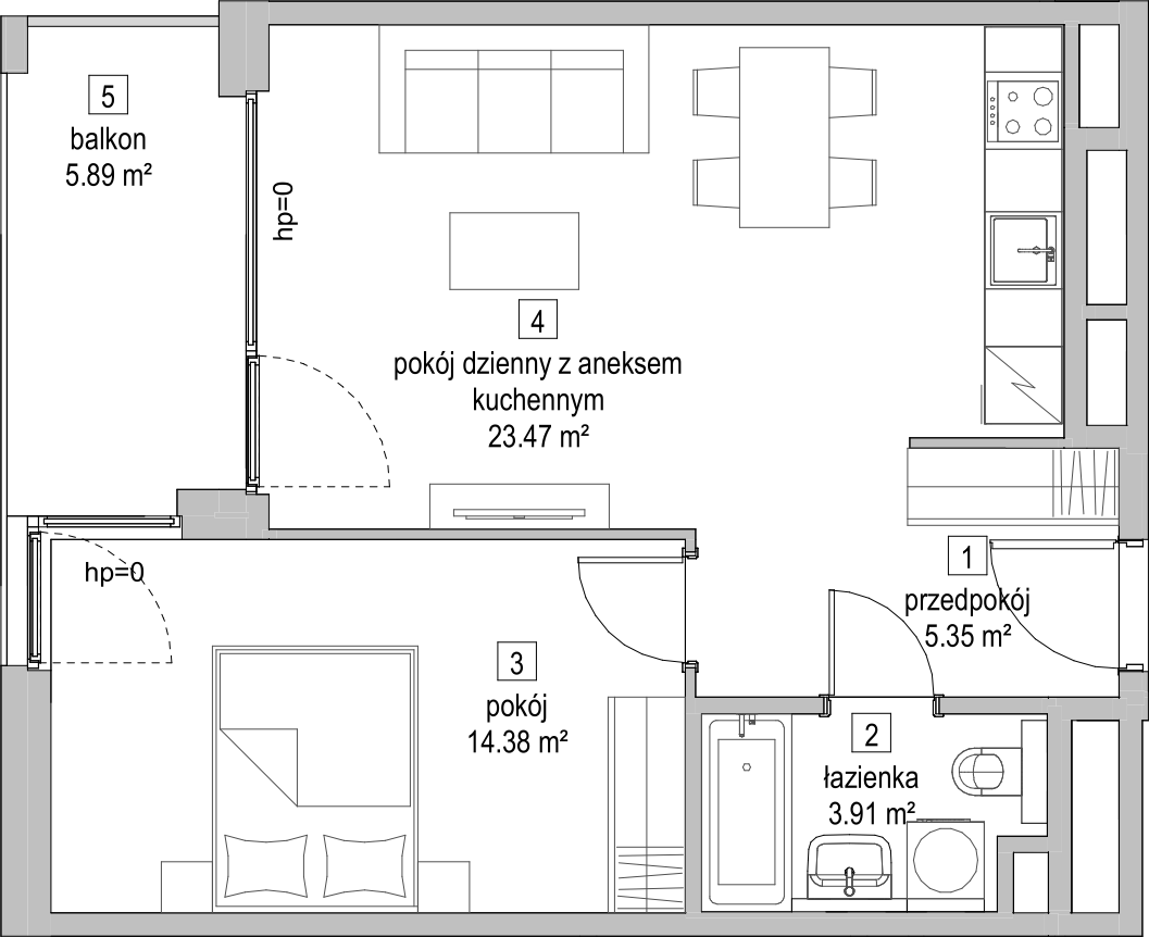 Mieszkanie 46,98 m², piętro 3, oferta nr C2.3.2, ATAL Symbioza, Gdynia, Cisowa, ul. Kcyńska-idx