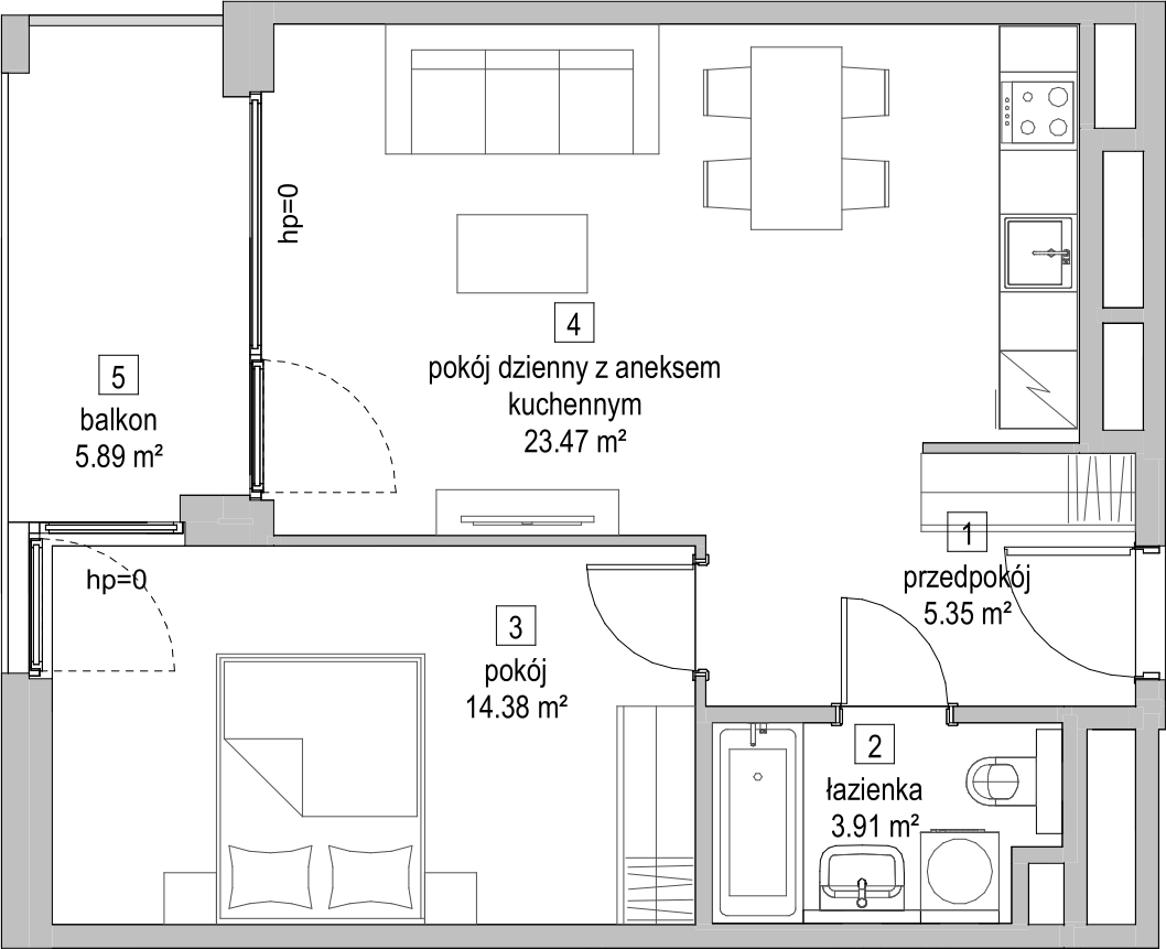 Mieszkanie 46,87 m², piętro 5, oferta nr C2.5.2, ATAL Symbioza, Gdynia, Cisowa, ul. Kcyńska-idx