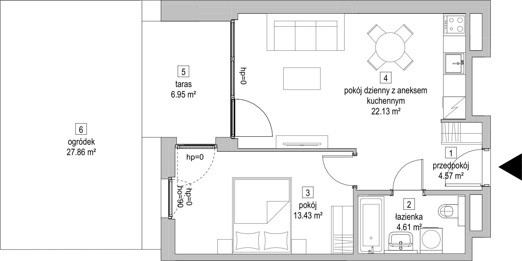 Mieszkanie 44,58 m², parter, oferta nr D.0.4, ATAL Symbioza, Gdynia, Cisowa, ul. Kcyńska-idx