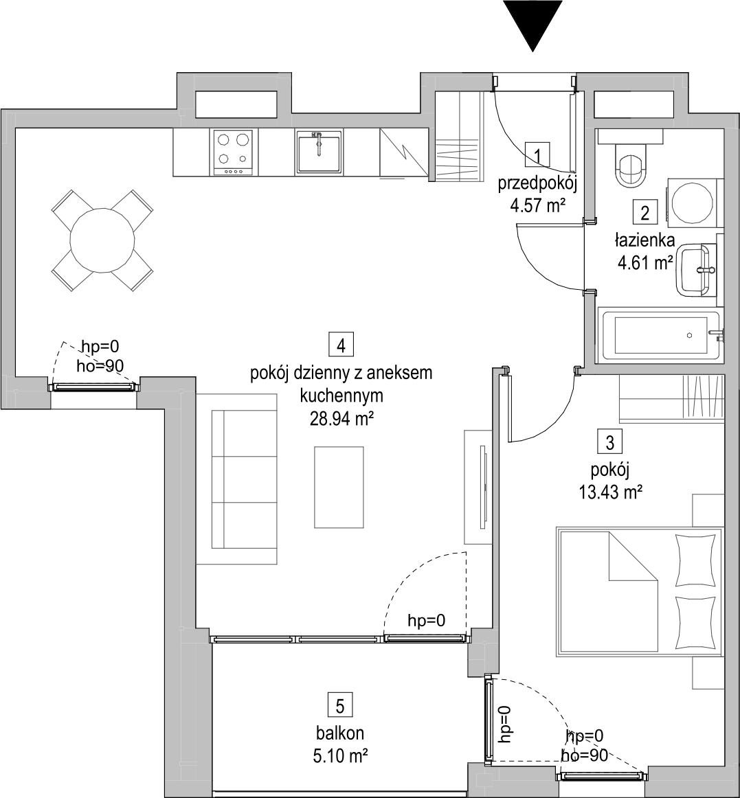 Mieszkanie 51,35 m², piętro 4, oferta nr D.4.4, ATAL Symbioza, Gdynia, Cisowa, ul. Kcyńska-idx