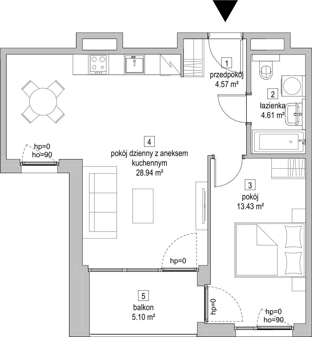 Mieszkanie 51,36 m², piętro 5, oferta nr D.5.4, ATAL Symbioza, Gdynia, Cisowa, ul. Kcyńska-idx