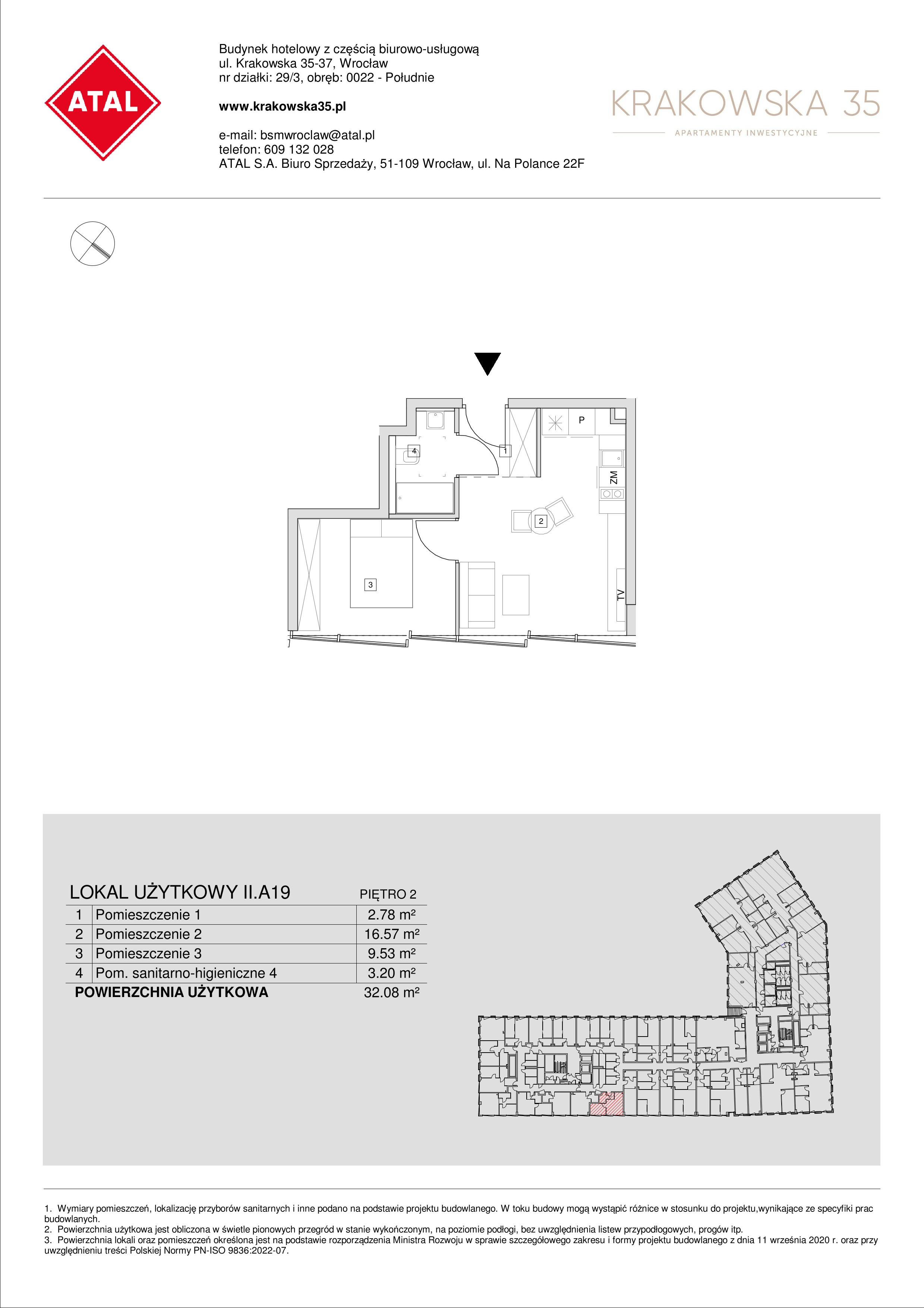 Mieszkanie 32,08 m², piętro 2, oferta nr II.A.19, Krakowska 35, Wrocław, Przedmieście Oławskie, Krzyki, ul. Krakowska-idx