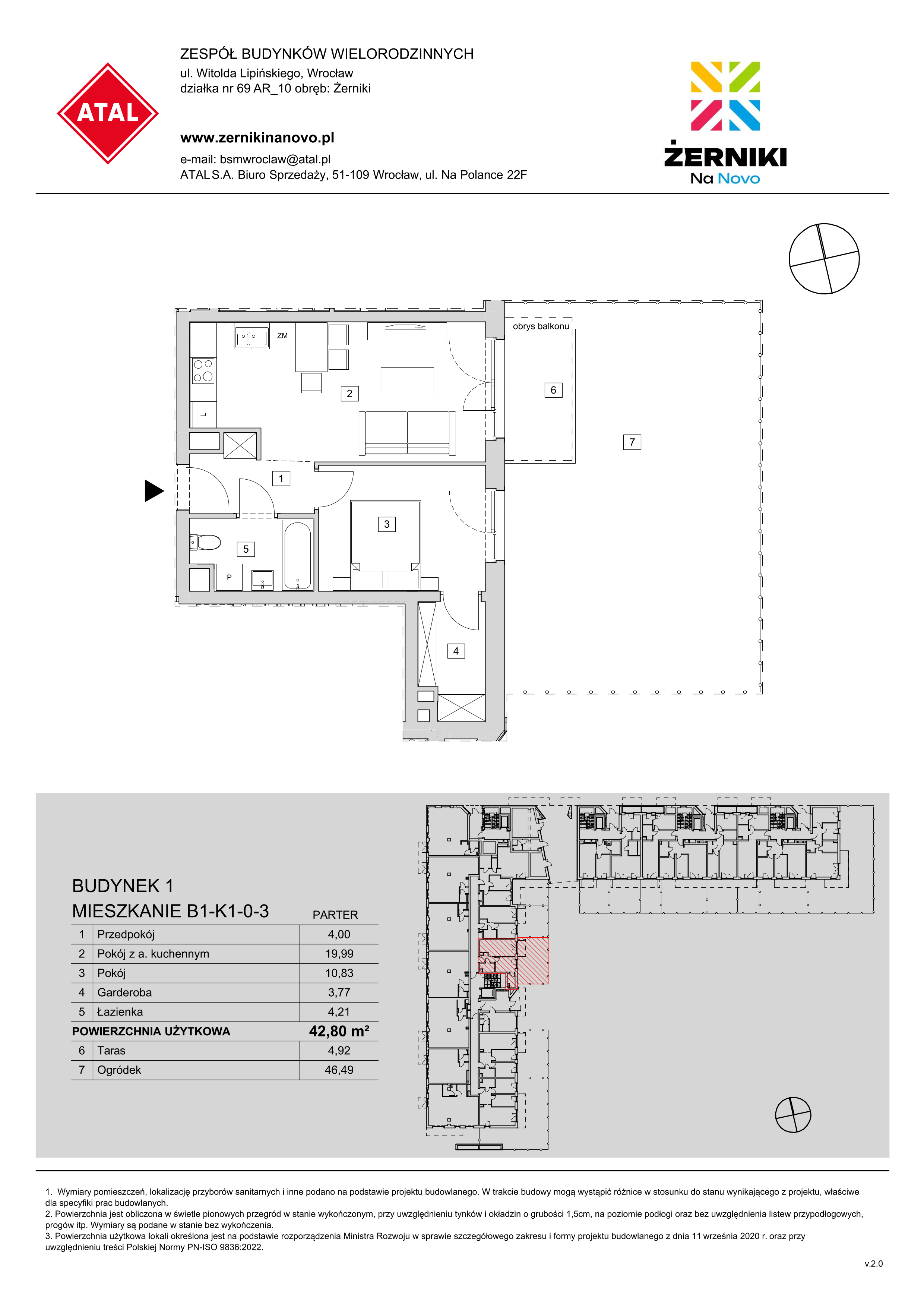 Mieszkanie 42,80 m², parter, oferta nr B1-K1-0-3, Żerniki Na Novo, Wrocław, Żerniki, ul. Maxa Berga-idx