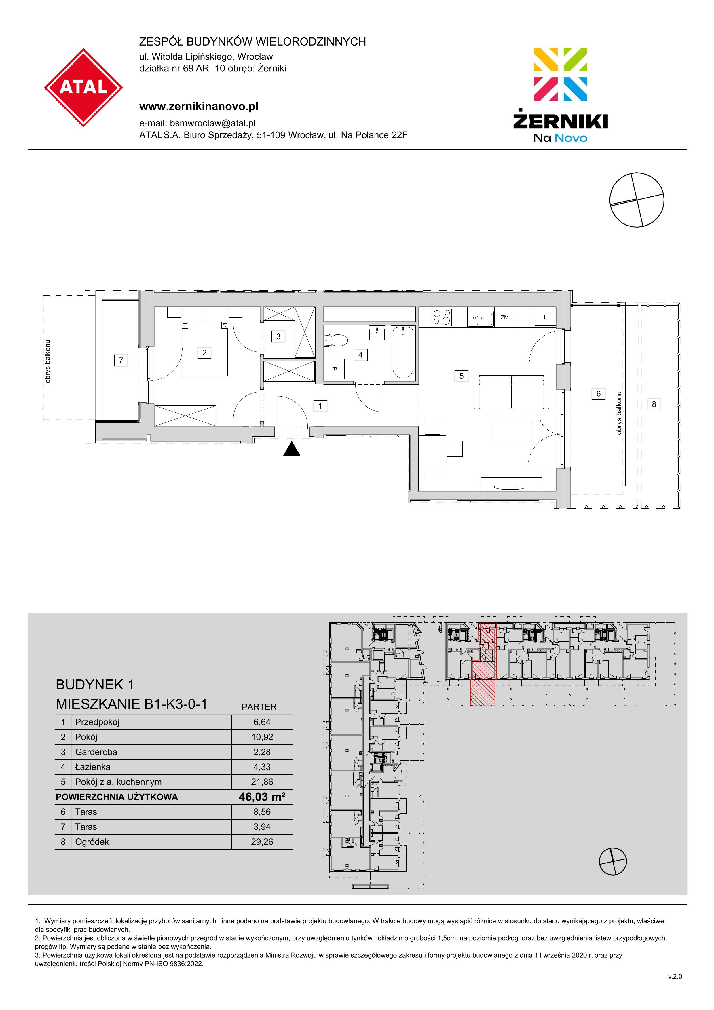 Mieszkanie 46,03 m², parter, oferta nr B1-K3-0-1, Żerniki Na Novo, Wrocław, Żerniki, ul. Maxa Berga-idx