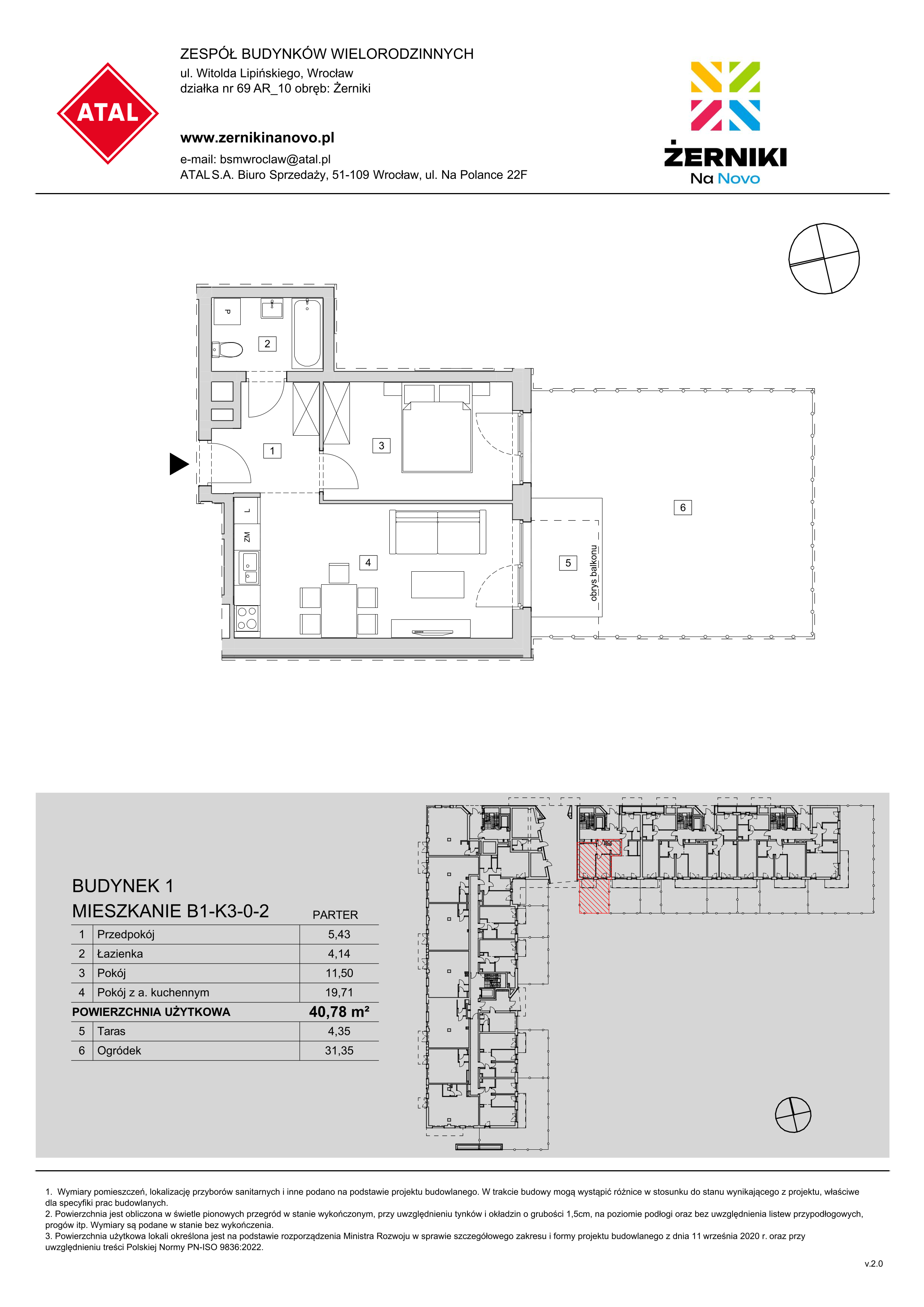 Mieszkanie 40,78 m², parter, oferta nr B1-K3-0-2, Żerniki Na Novo, Wrocław, Żerniki, ul. Maxa Berga-idx