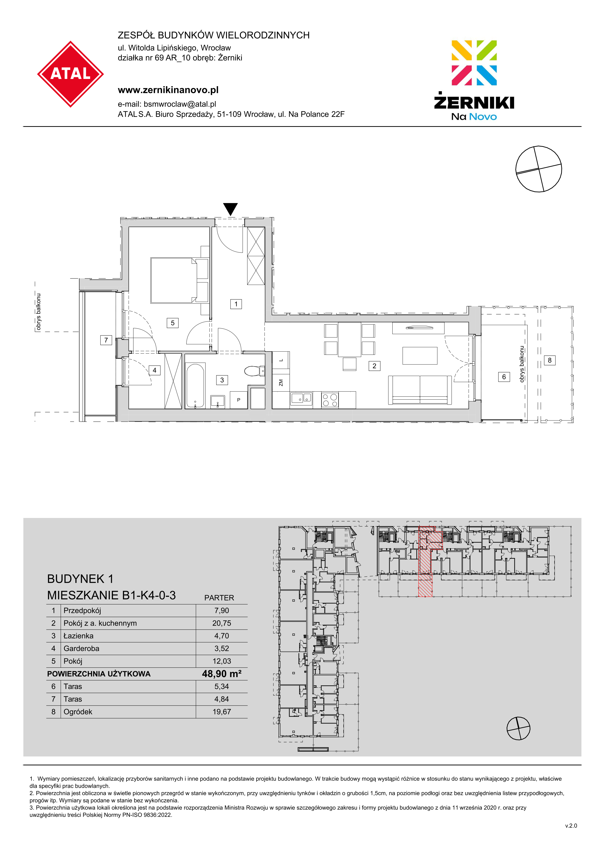 Mieszkanie 48,90 m², parter, oferta nr B1-K4-0-3, Żerniki Na Novo, Wrocław, Żerniki, ul. Maxa Berga-idx