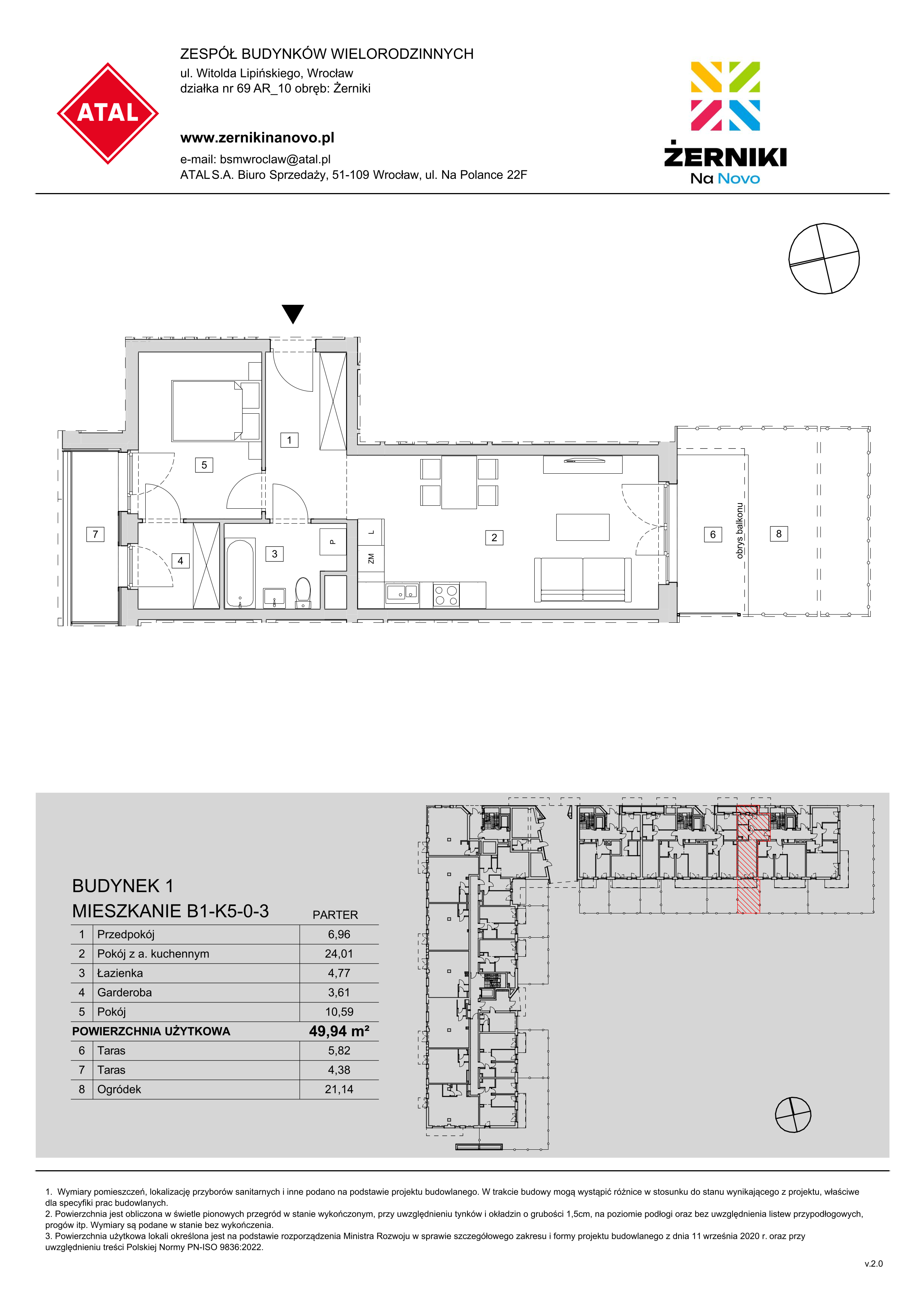 Mieszkanie 49,94 m², parter, oferta nr B1-K5-0-3, Żerniki Na Novo, Wrocław, Żerniki, ul. Maxa Berga-idx