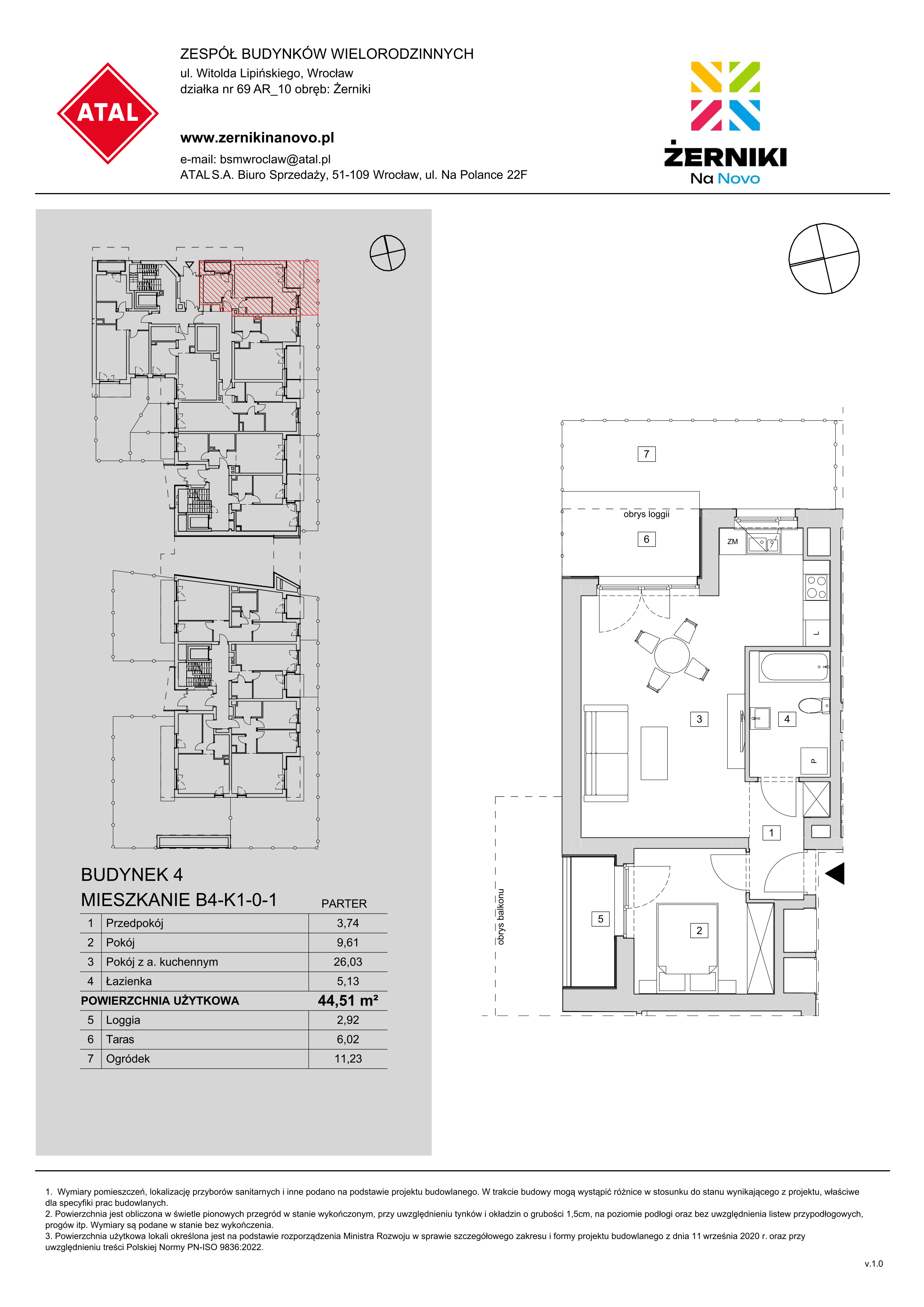 Mieszkanie 44,51 m², parter, oferta nr B4-K1-0-1, Żerniki Na Novo, Wrocław, Żerniki, ul. Maxa Berga-idx