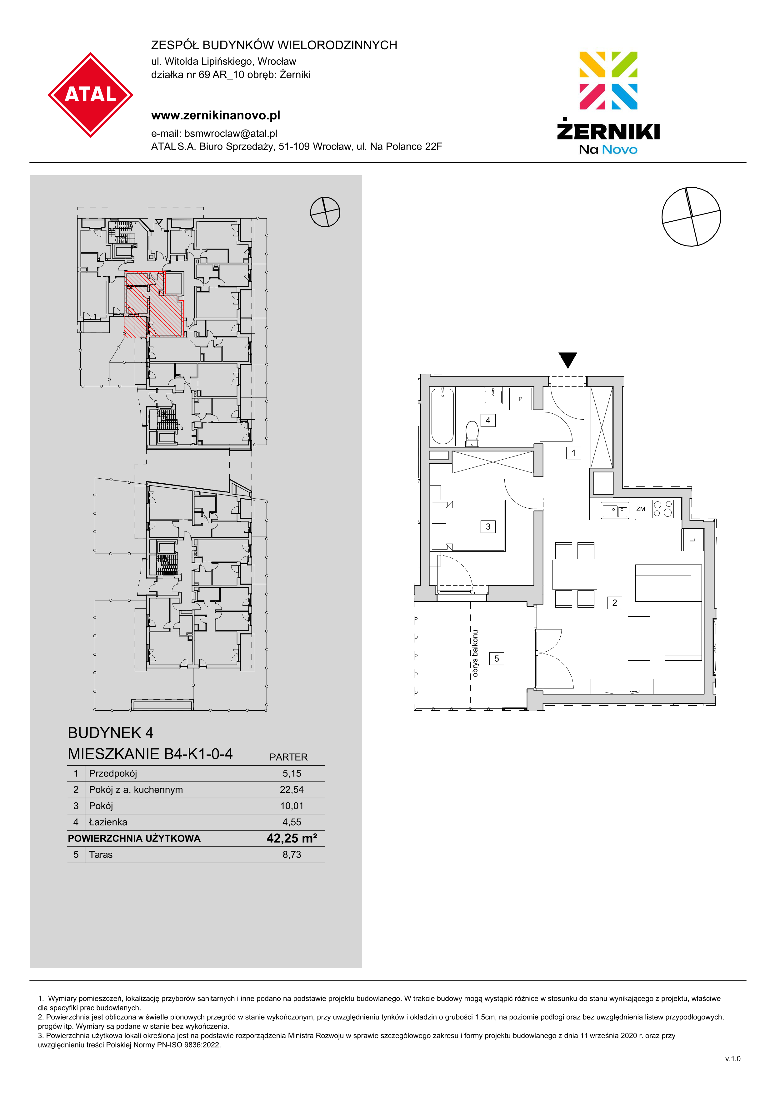 Mieszkanie 42,25 m², parter, oferta nr B4-K1-0-4, Żerniki Na Novo, Wrocław, Żerniki, ul. Maxa Berga-idx