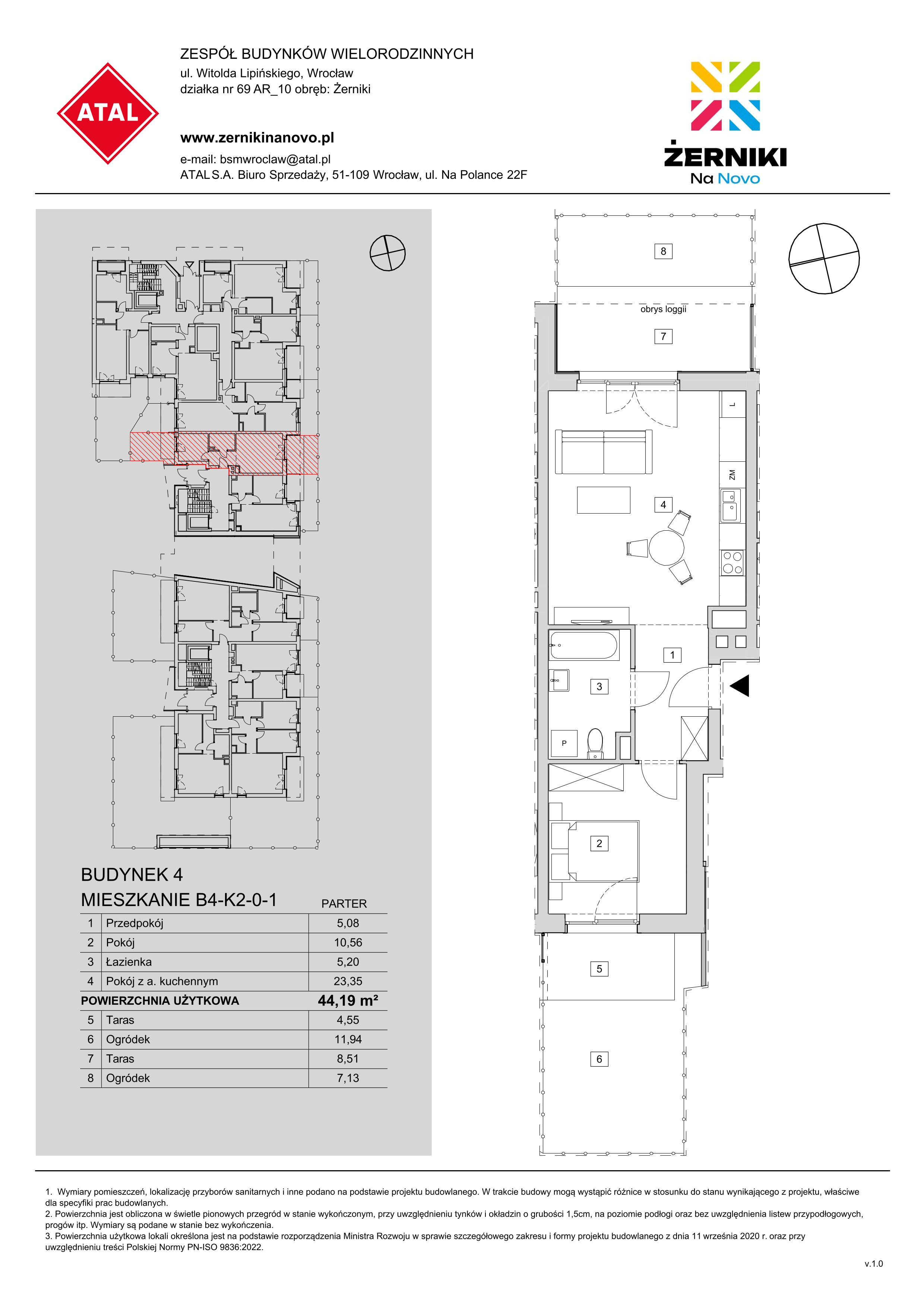 Mieszkanie 44,19 m², parter, oferta nr B4-K2-0-1, Żerniki Na Novo, Wrocław, Żerniki, ul. Maxa Berga-idx