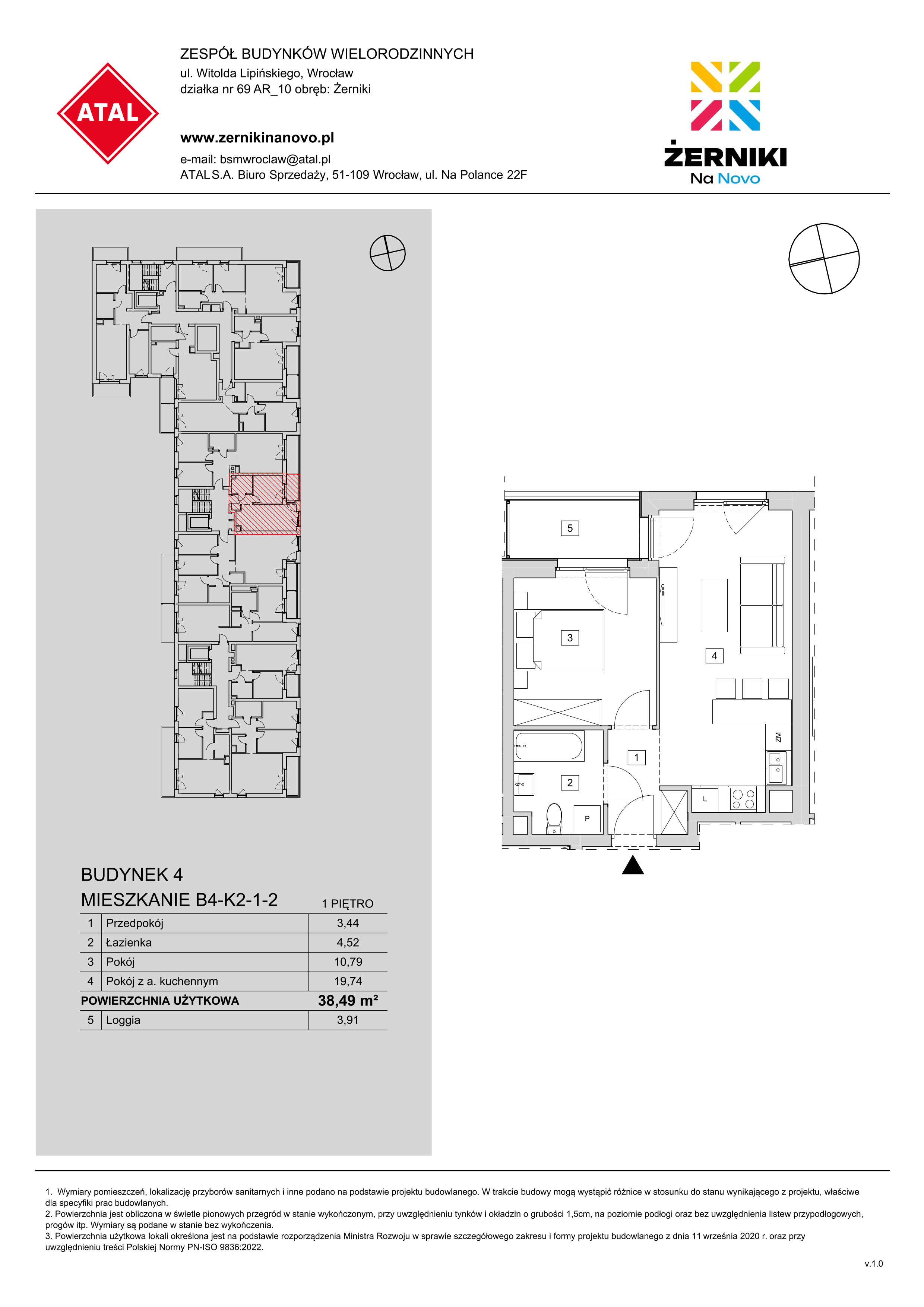 Mieszkanie 38,49 m², piętro 1, oferta nr B4-K2-1-2, Żerniki Na Novo, Wrocław, Żerniki, ul. Maxa Berga-idx