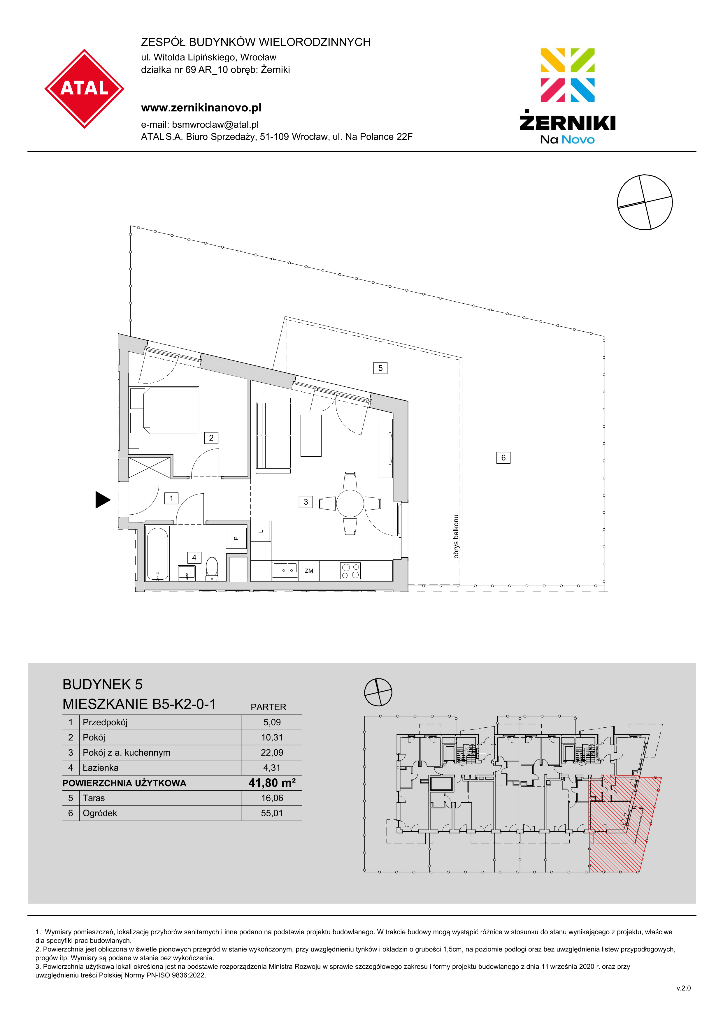 Mieszkanie 41,80 m², parter, oferta nr B5-K2-0-1, Żerniki Na Novo, Wrocław, Żerniki, ul. Maxa Berga-idx