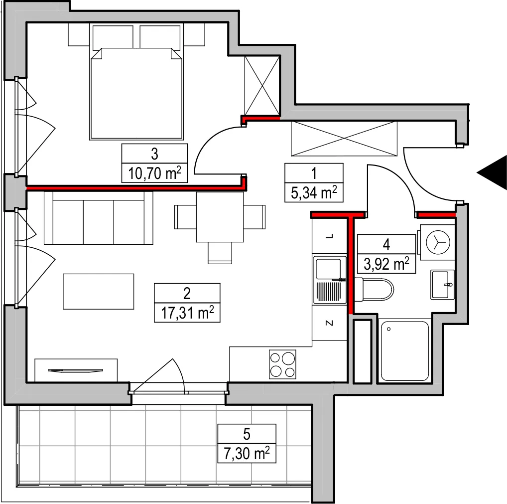 Mieszkanie 37,27 m², piętro 3, oferta nr D2.1.3.3, Nowy Targówek VI, Warszawa, Targówek, Targówek Mieszkaniowy, ul. Płosa 8-idx