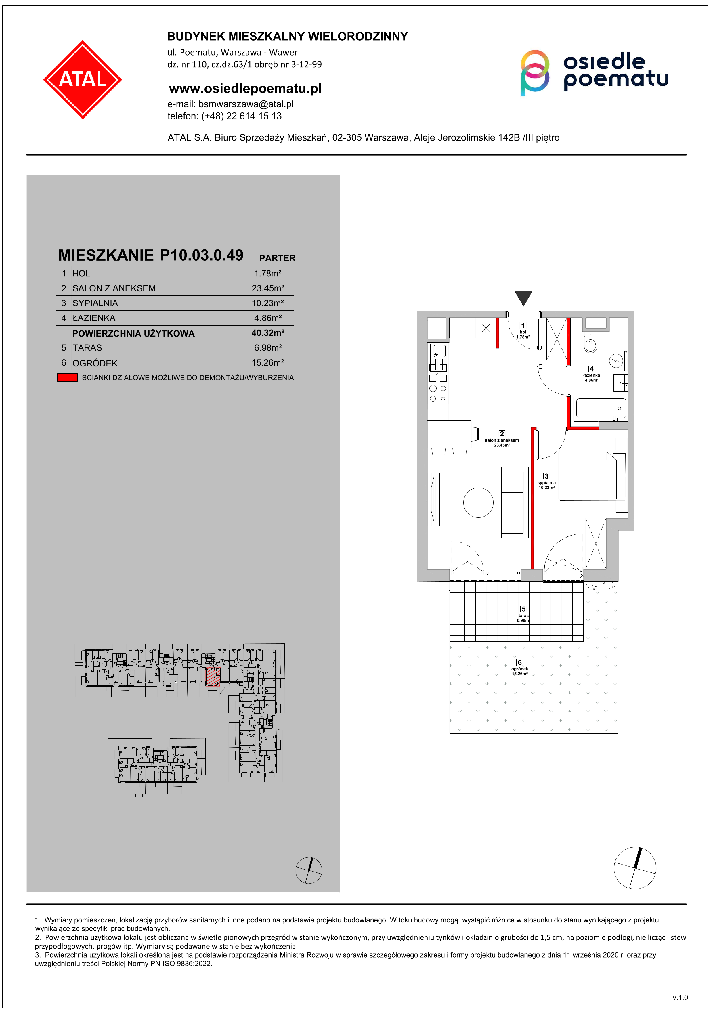 Mieszkanie 40,32 m², parter, oferta nr P10.03.0.49, Osiedle Poematu, Warszawa, Wawer, Falenica, ul. Poematu-idx