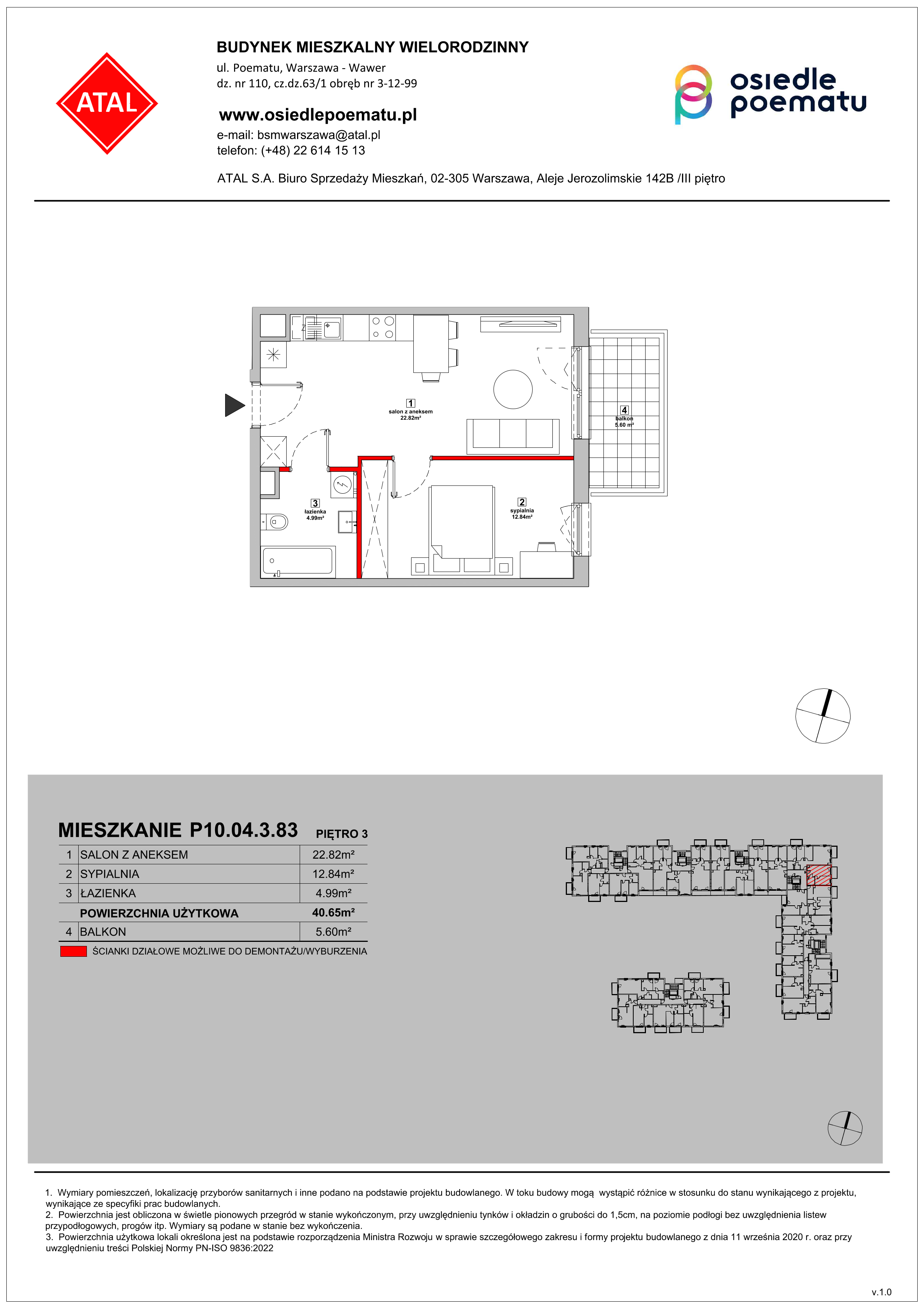 Mieszkanie 40,65 m², piętro 3, oferta nr P10.04.3.83, Osiedle Poematu, Warszawa, Wawer, Falenica, ul. Poematu-idx