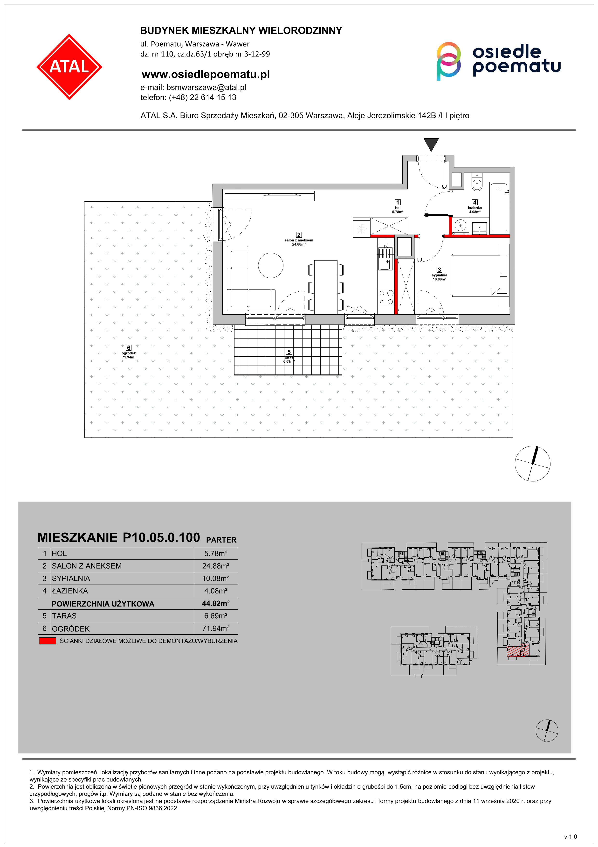 Mieszkanie 44,82 m², parter, oferta nr P10.05.0.100, Osiedle Poematu, Warszawa, Wawer, Falenica, ul. Poematu-idx