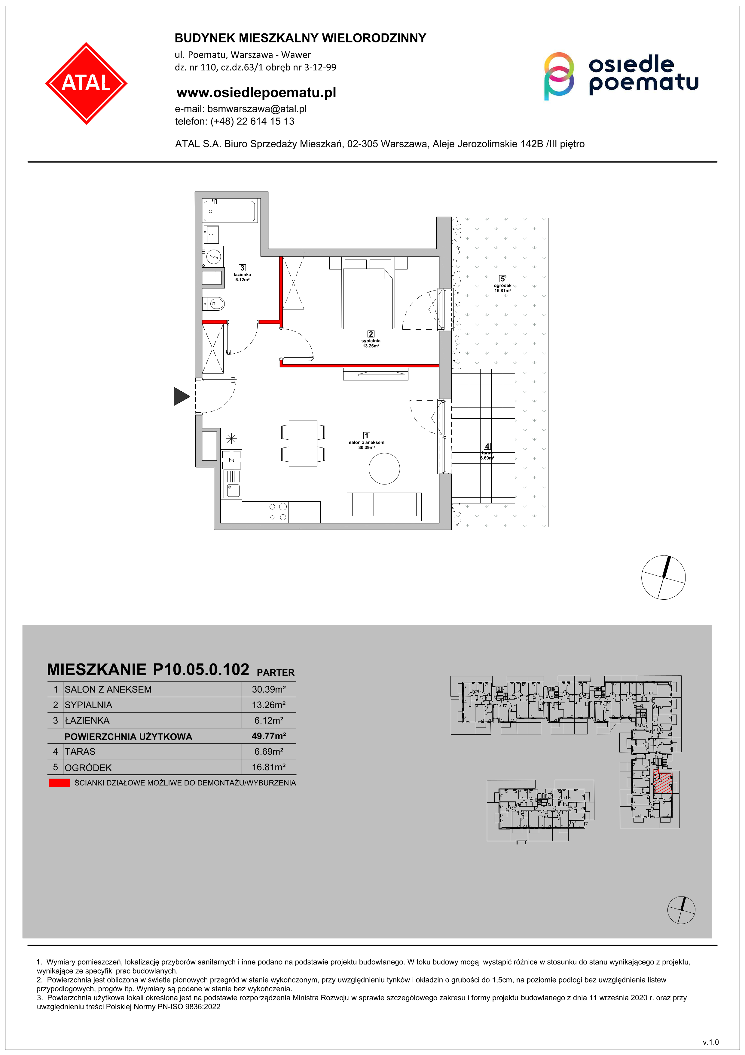 Mieszkanie 49,77 m², parter, oferta nr P10.05.0.102, Osiedle Poematu, Warszawa, Wawer, Falenica, ul. Poematu-idx