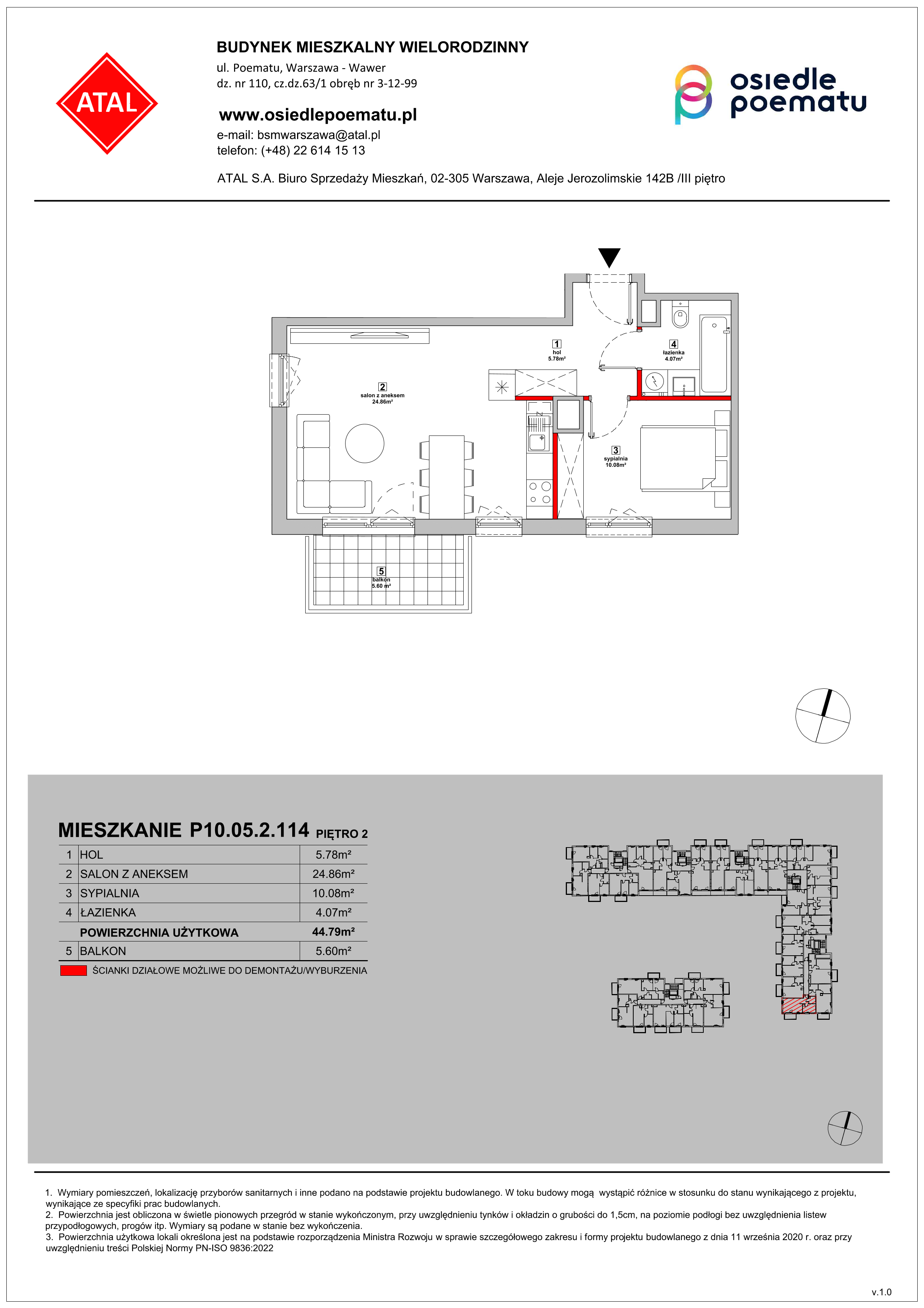 Mieszkanie 44,79 m², piętro 2, oferta nr P10.05.2.114, Osiedle Poematu, Warszawa, Wawer, Falenica, ul. Poematu-idx