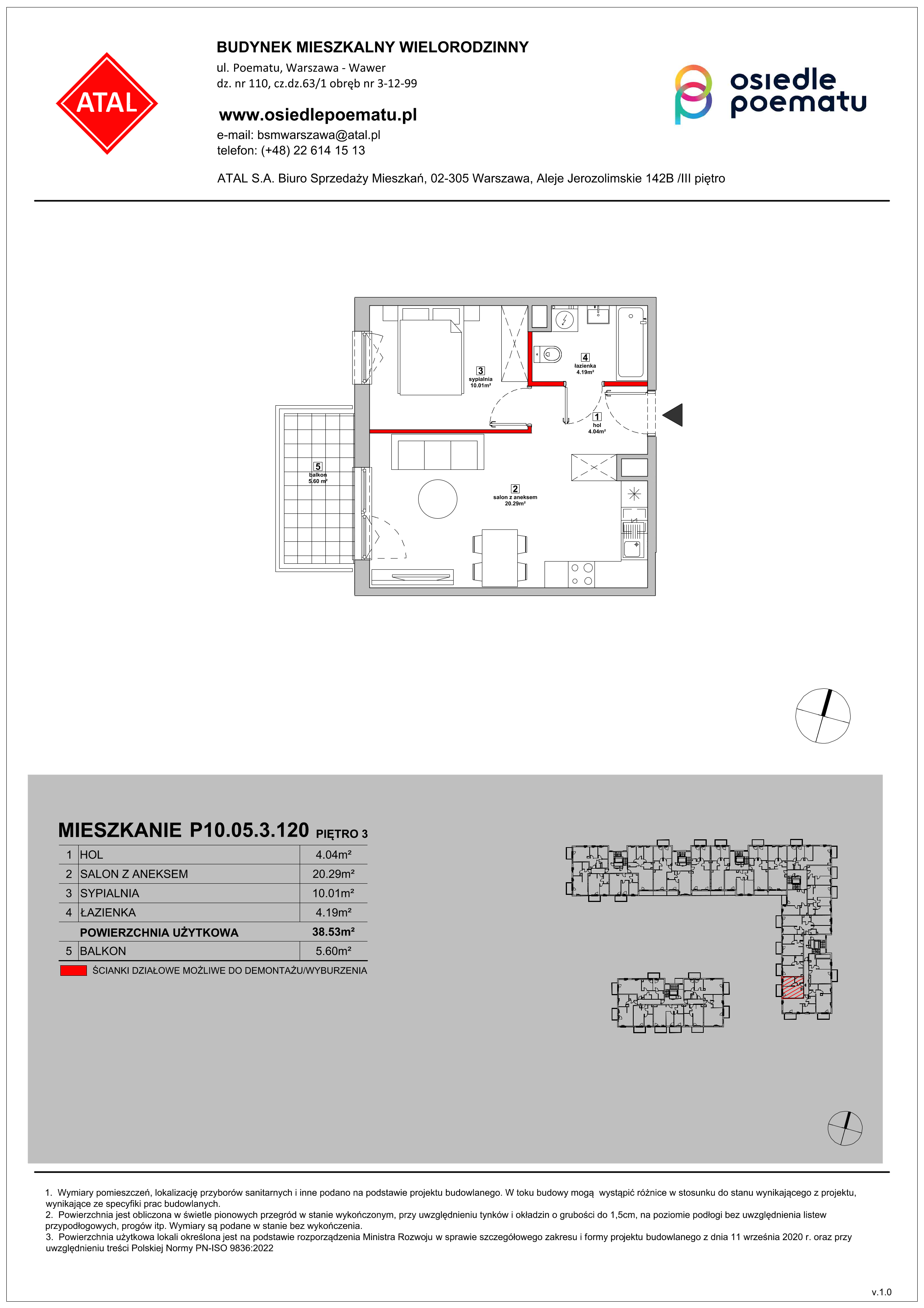 Mieszkanie 38,53 m², piętro 3, oferta nr P10.05.3.120, Osiedle Poematu, Warszawa, Wawer, Falenica, ul. Poematu-idx