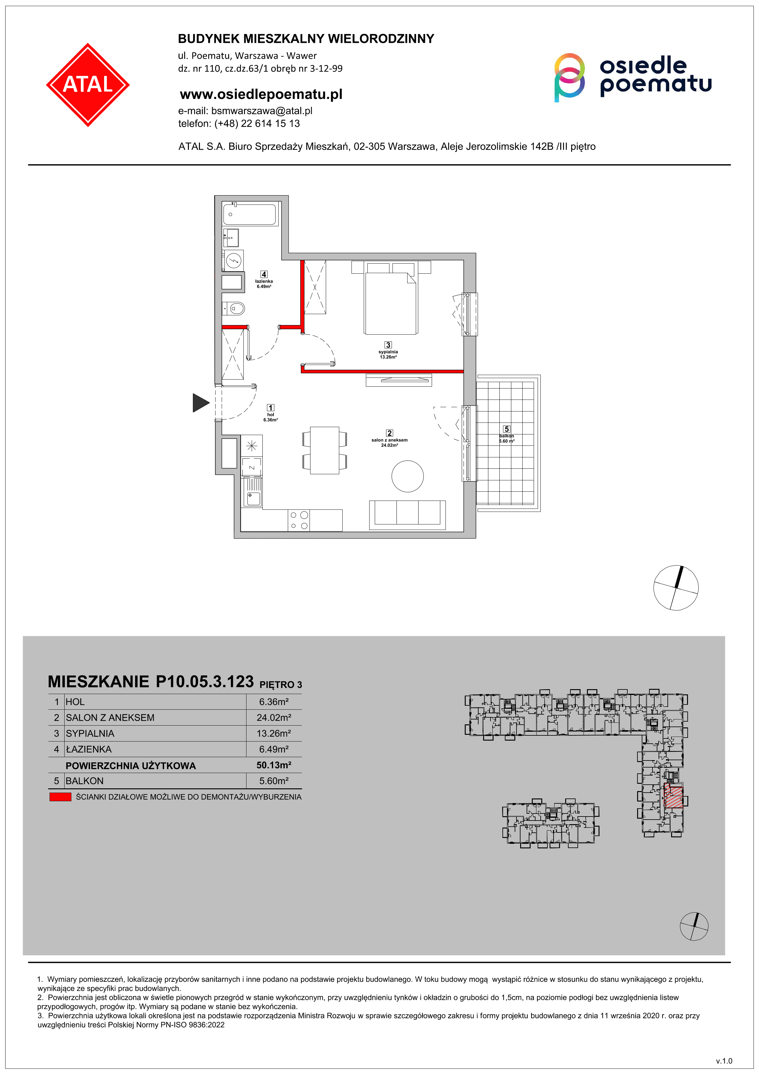 Mieszkanie 50,13 m², piętro 3, oferta nr P10.05.3.123, Osiedle Poematu, Warszawa, Wawer, Falenica, ul. Poematu-idx