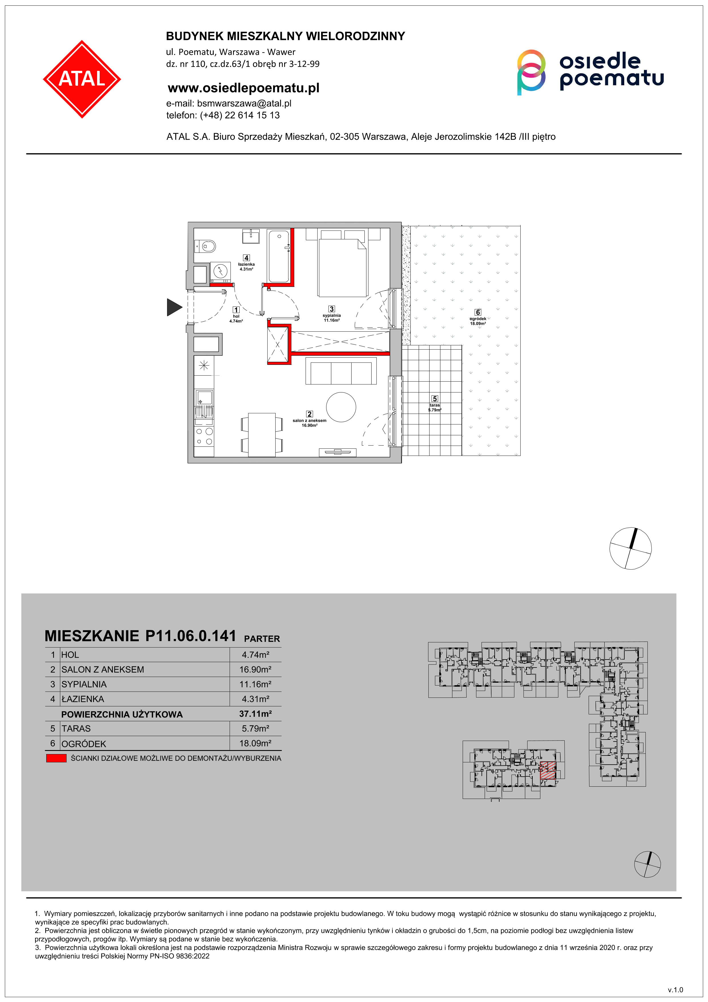 Mieszkanie 37,11 m², parter, oferta nr P11.06.0.141, Osiedle Poematu, Warszawa, Wawer, Falenica, ul. Poematu-idx