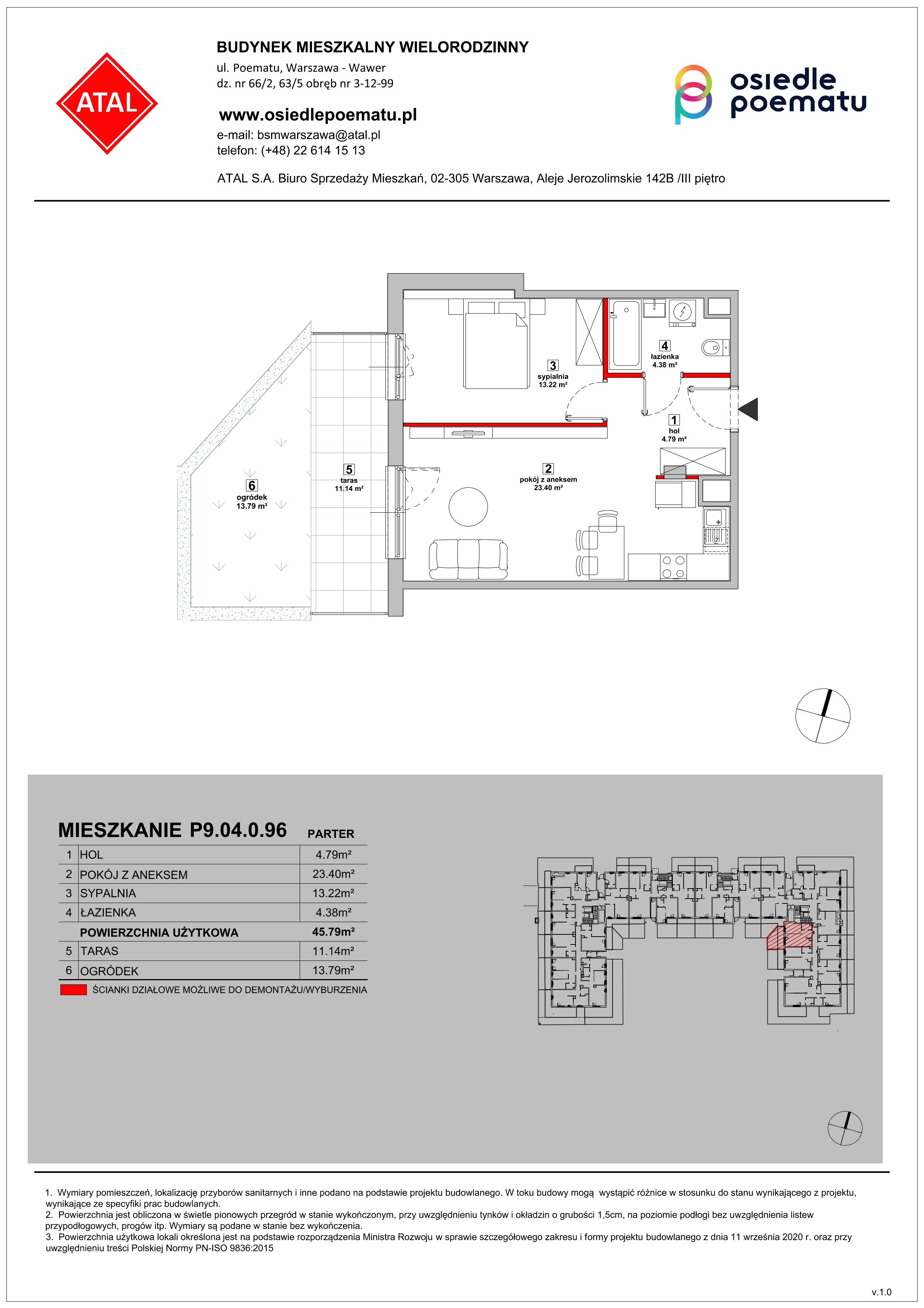 Mieszkanie 45,79 m², parter, oferta nr P9.04.0.96, Osiedle Poematu, Warszawa, Wawer, Falenica, ul. Poematu-idx