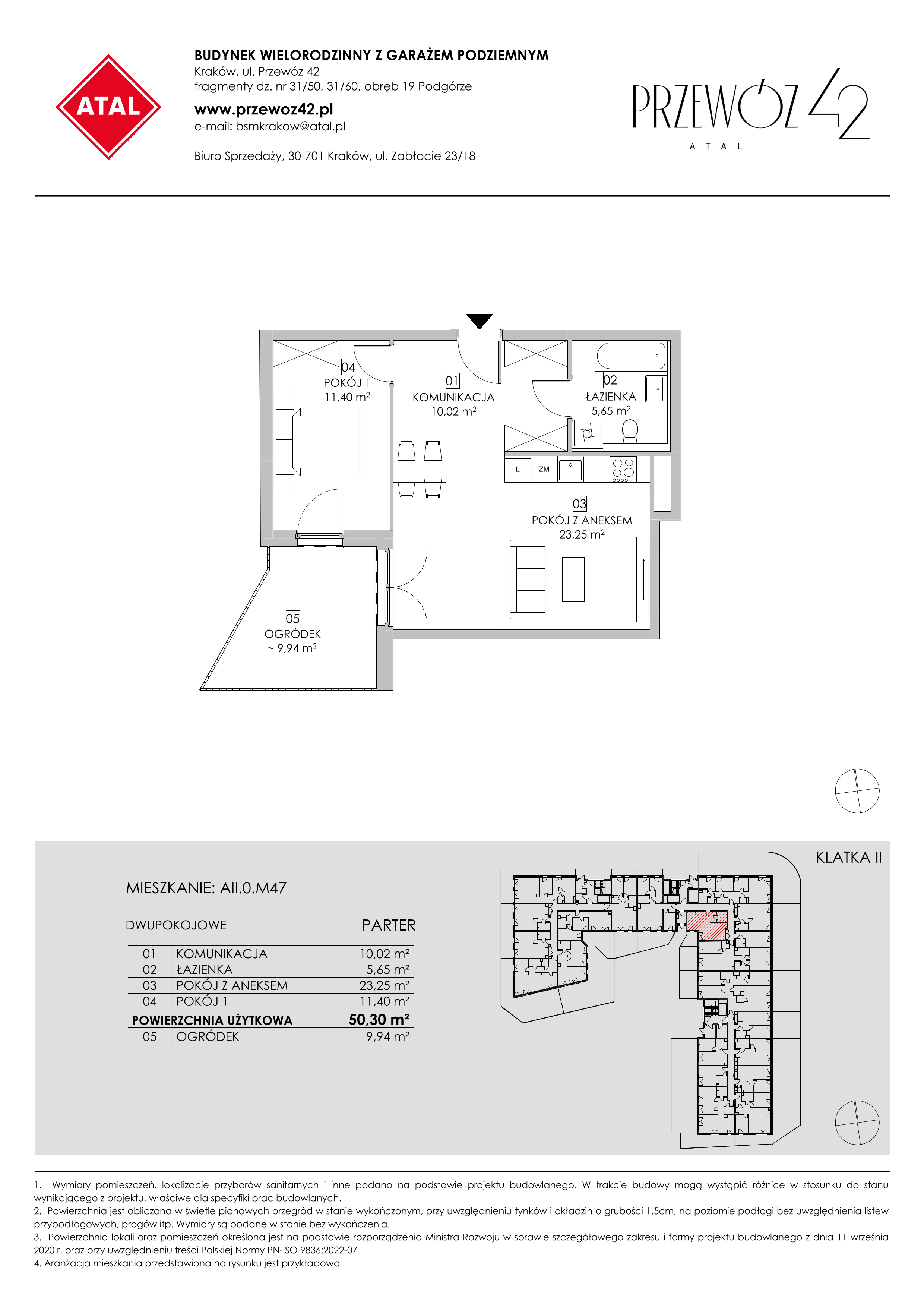 Mieszkanie 50,30 m², parter, oferta nr AII.0.M47, Przewóz 42 ATAL, Kraków, Podgórze, Płaszów, ul. Przewóz 42-idx