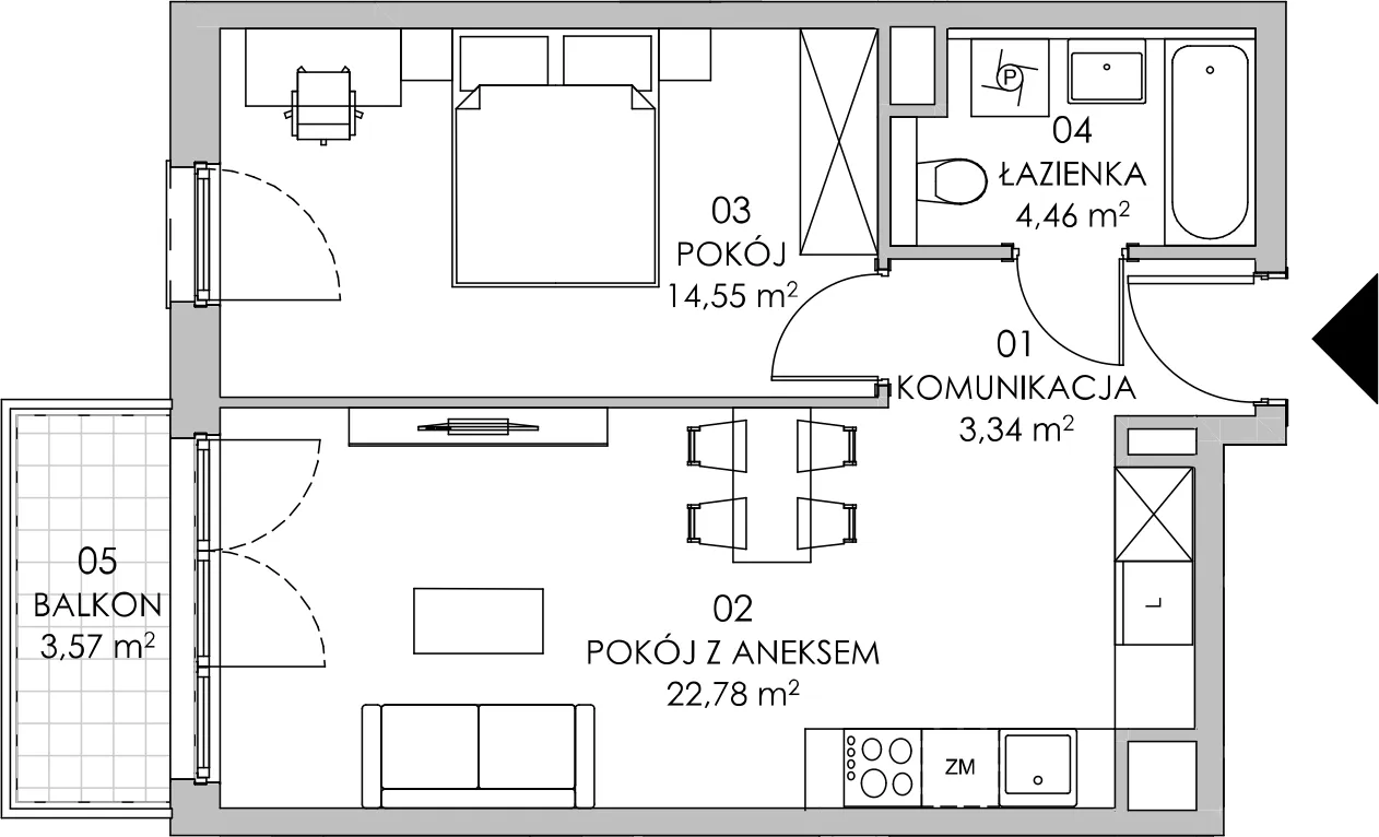 Mieszkanie 45,13 m², piętro 4, oferta nr BI.4.M30, Przewóz 42 ATAL II, Kraków, Podgórze, Płaszów, ul. Przewóz 42-idx