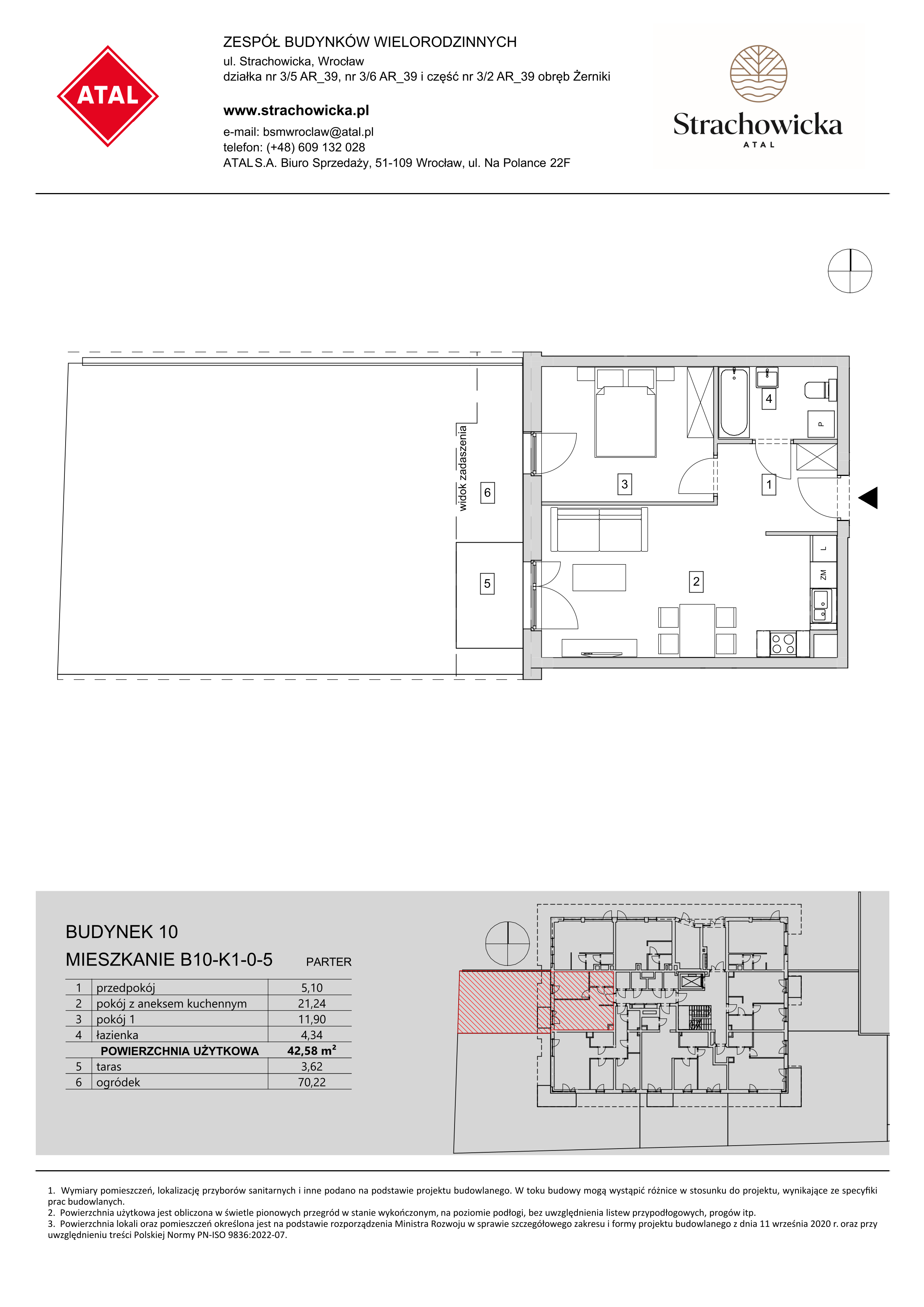 Mieszkanie 42,58 m², parter, oferta nr B10-K1-0-5, ATAL Strachowicka, Wrocław, Żerniki, Fabryczna, ul. Strachowicka-idx