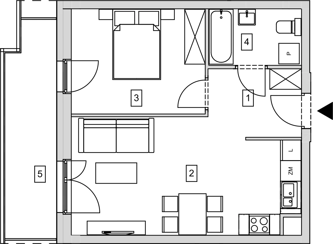 Mieszkanie 42,58 m², piętro 1, oferta nr B10-K1-1-5, ATAL Strachowicka, Wrocław, Żerniki, Fabryczna, ul. Strachowicka-idx