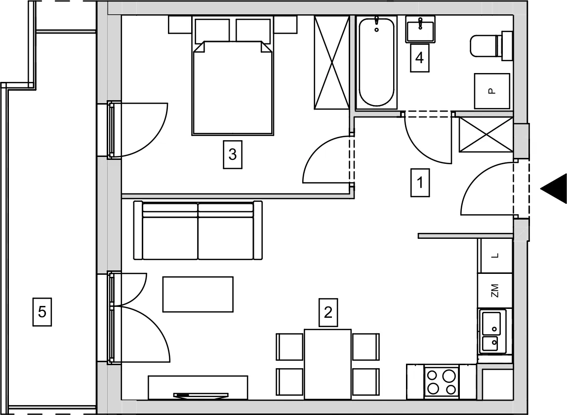 Mieszkanie 42,58 m², piętro 2, oferta nr B10-K1-2-5, ATAL Strachowicka, Wrocław, Żerniki, Fabryczna, ul. Strachowicka-idx